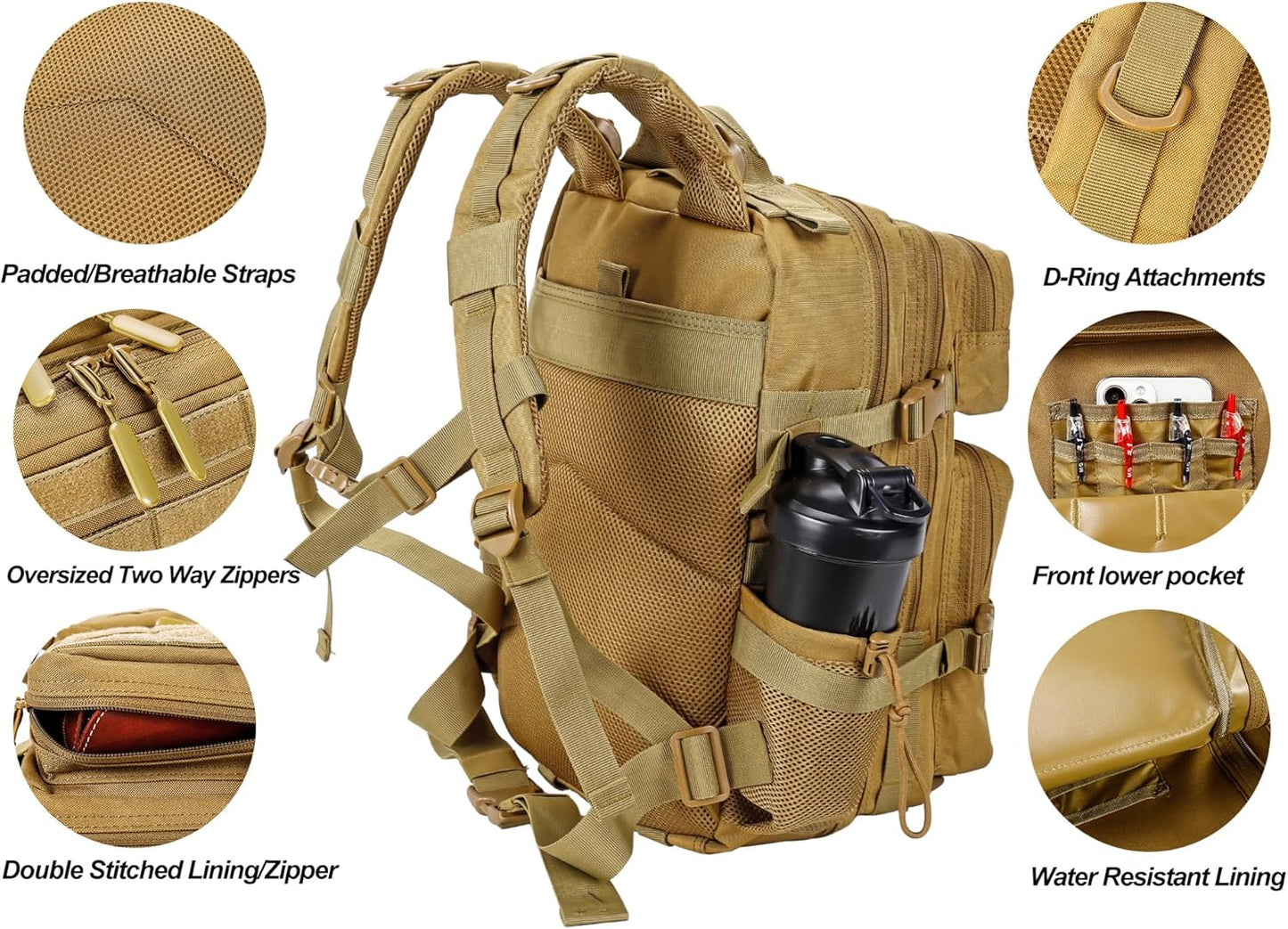 LHI Tactical Military Backpack for Men and Women 25L/35L Army Assault Pack Bag Small Rucksack with