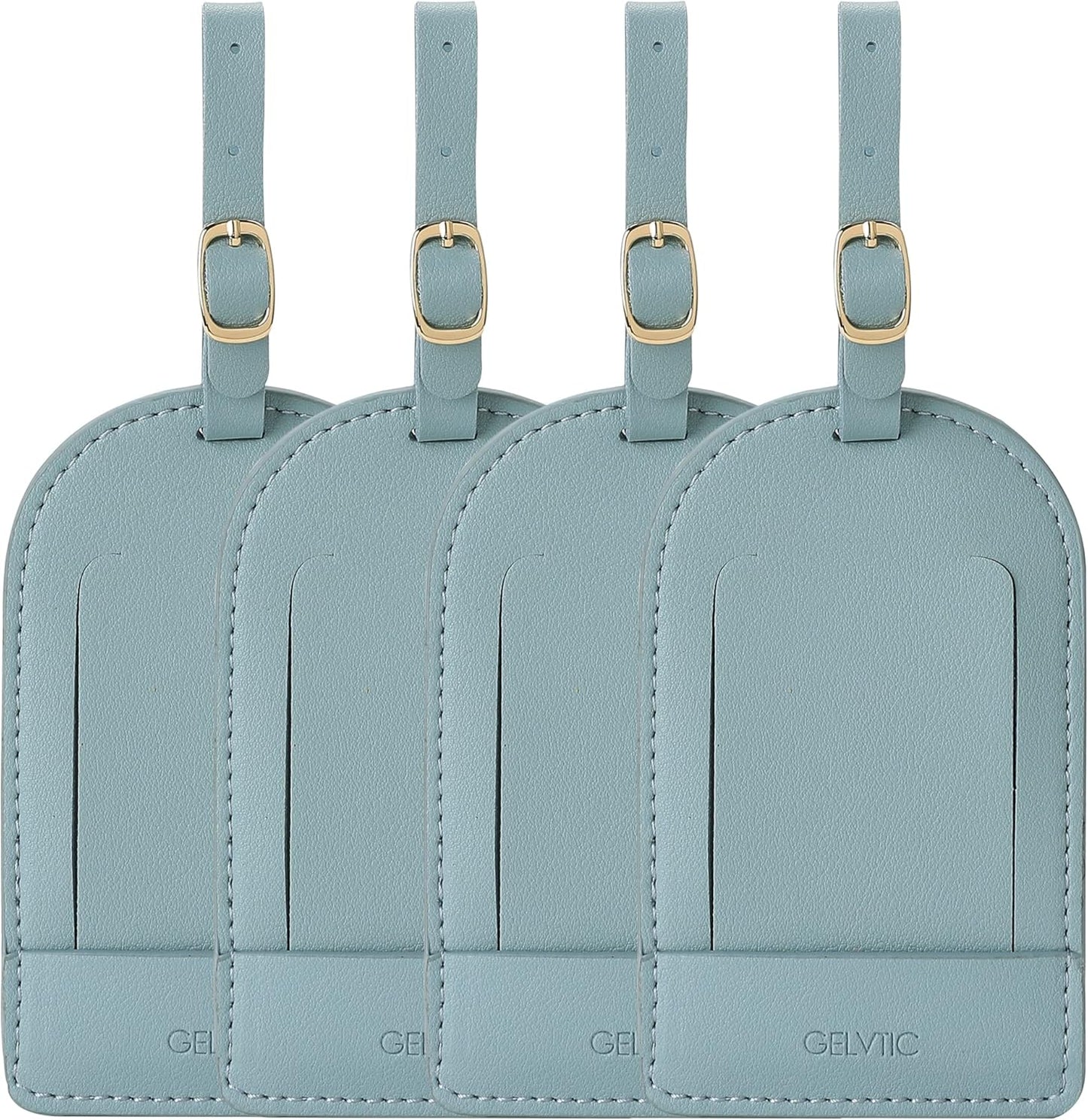 Faux Leather Luggage Tags for Suitcase Tag Set Privacy Protection with Identifie Name Lable ID Card Baggage tag for Men Women Travel Accessories, 2/4 Pack (LT06-Blue*4)