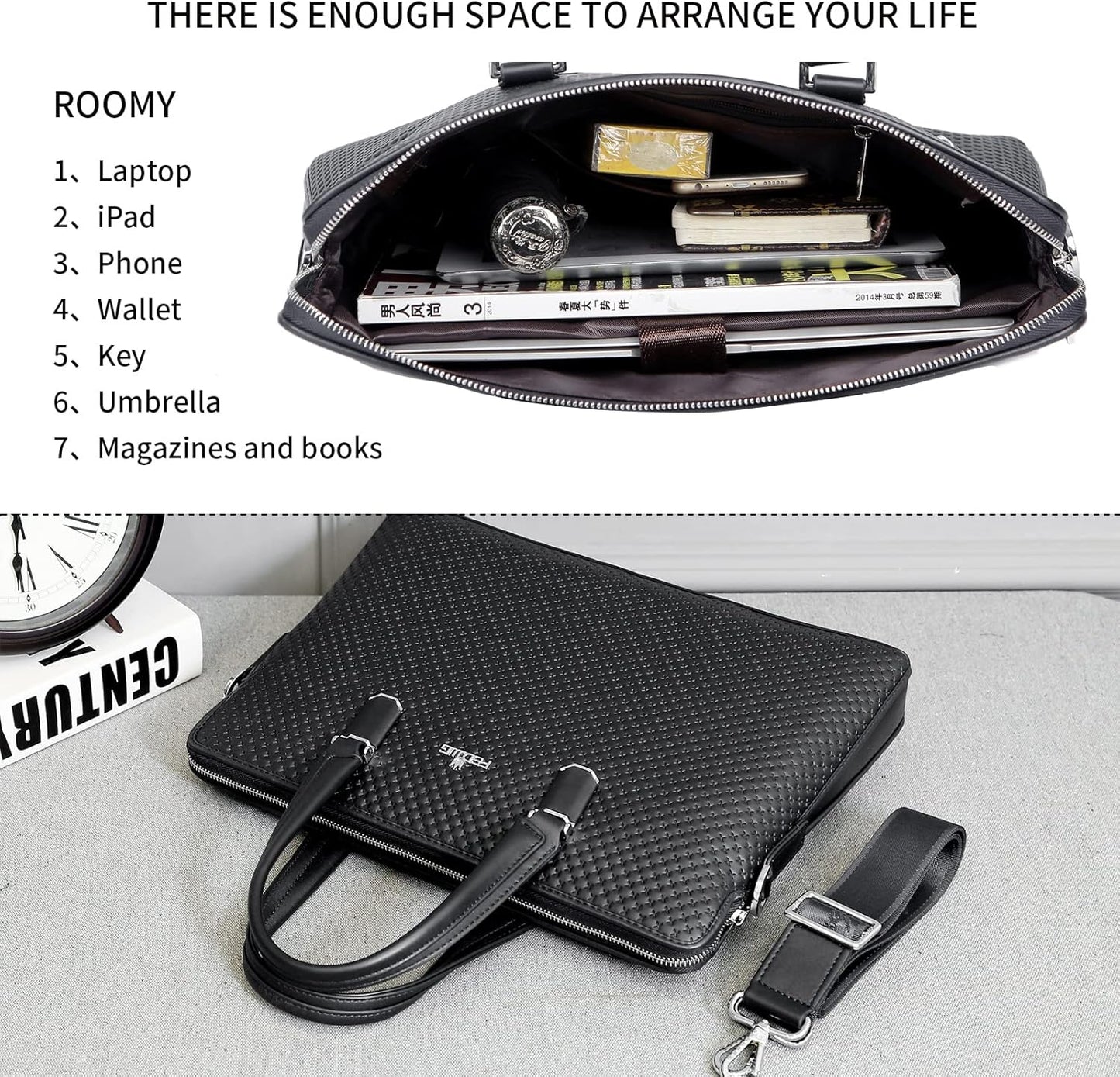 FSD.WG]Business Bag Leather Briefcase Shoulder Laptop Business Bag for Men