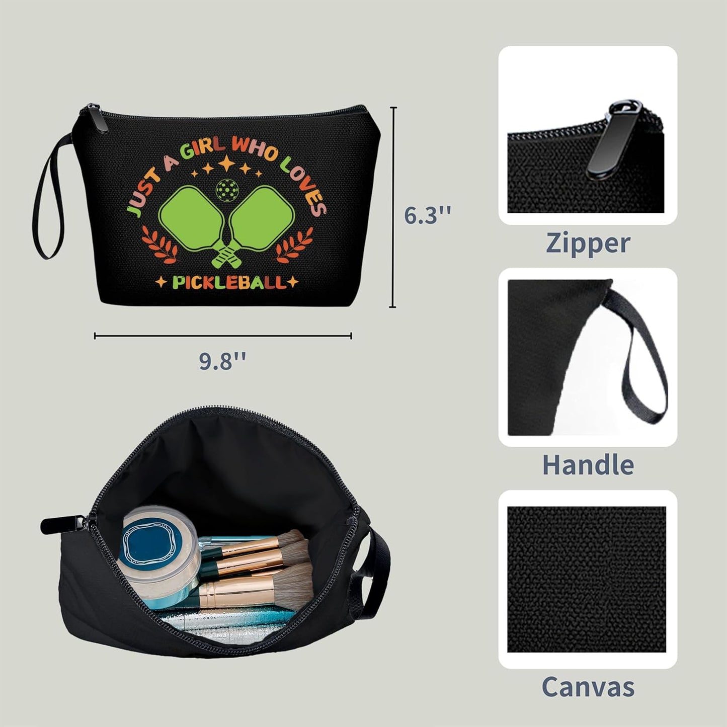 Pickleball Gifts,Gifts for Teen Girls,Pickleball Accessories Women,Gifts for Pickleball Lovers,Pickleball Cosmetic Travel Make Up Bag,Pickleball Accessories