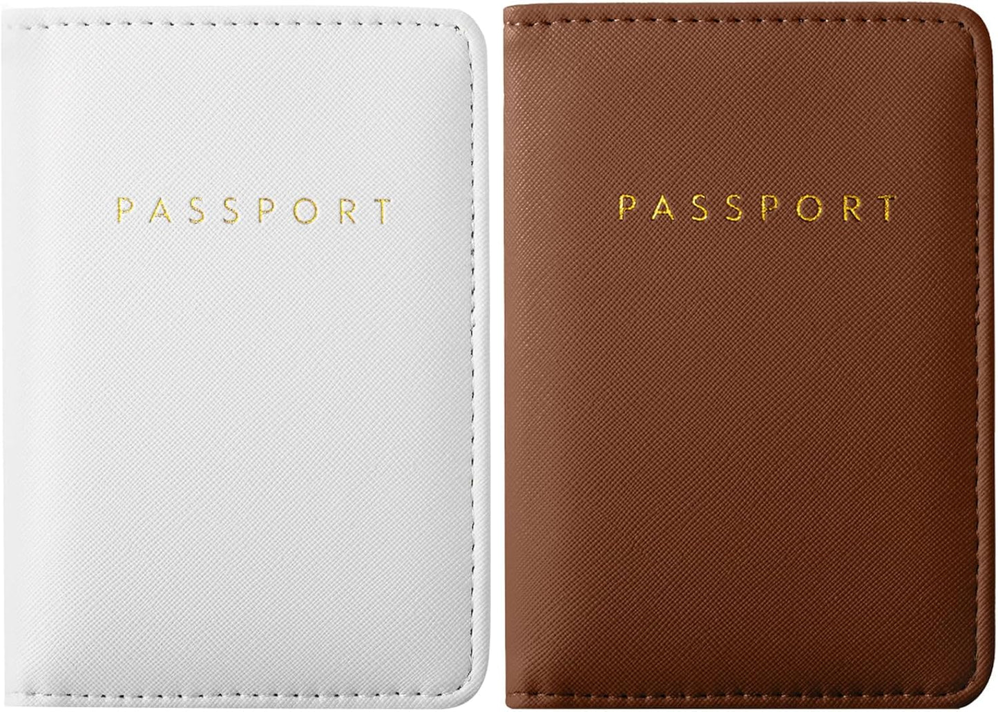 Frienda 2 Pieces Bridal Passport Covers Holder Waterproof Leather Holder Covers Travel Wallet Passport Case for Women and Men