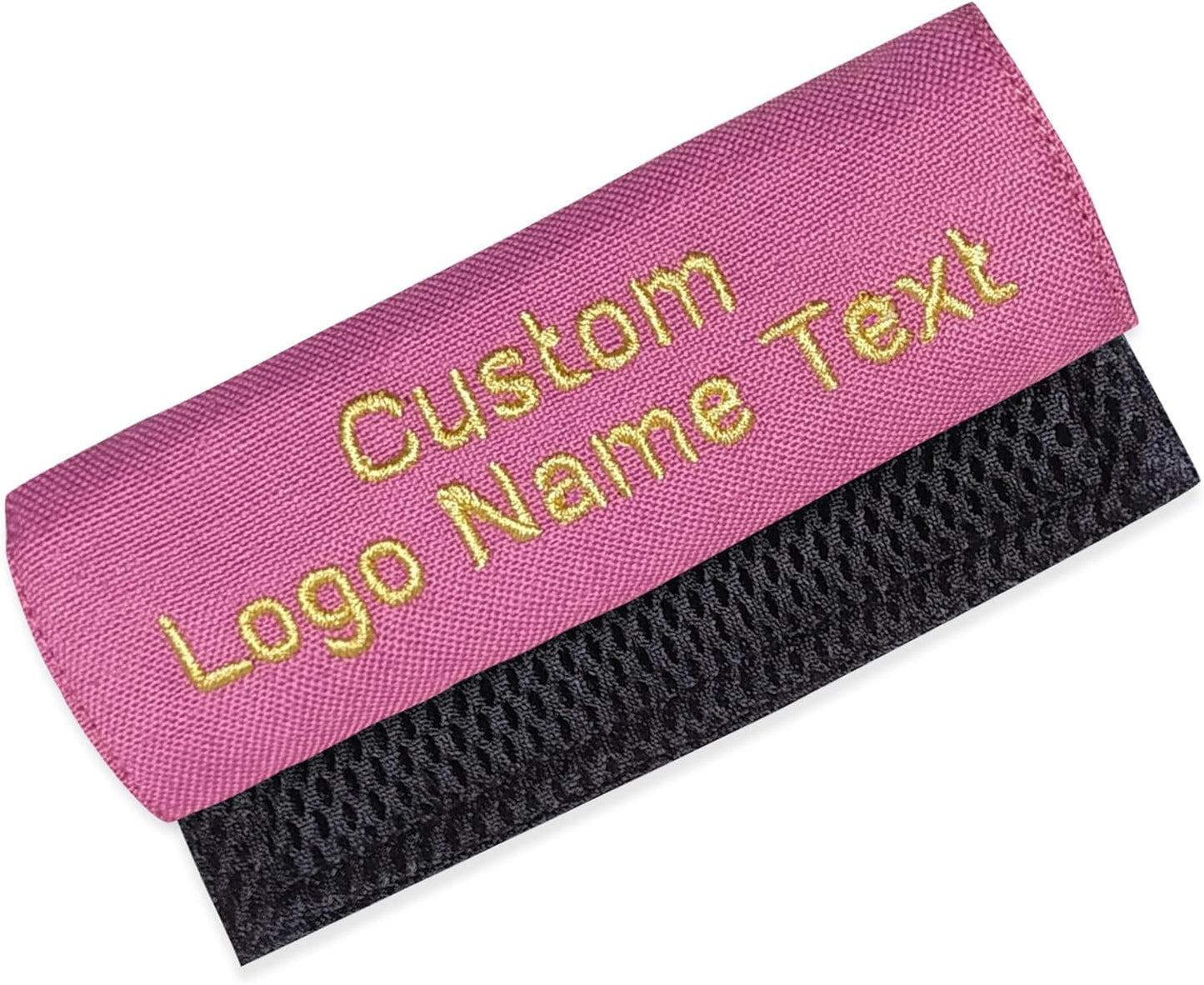 Personalized Luggage Handle Wrap Finder | Custom Embroidered Icon Monograms or Short Text ID Tag | Cover Identifier Marker for Suitcase or Bag | Grips Accessories for Travel by ACORD EU (Pink)