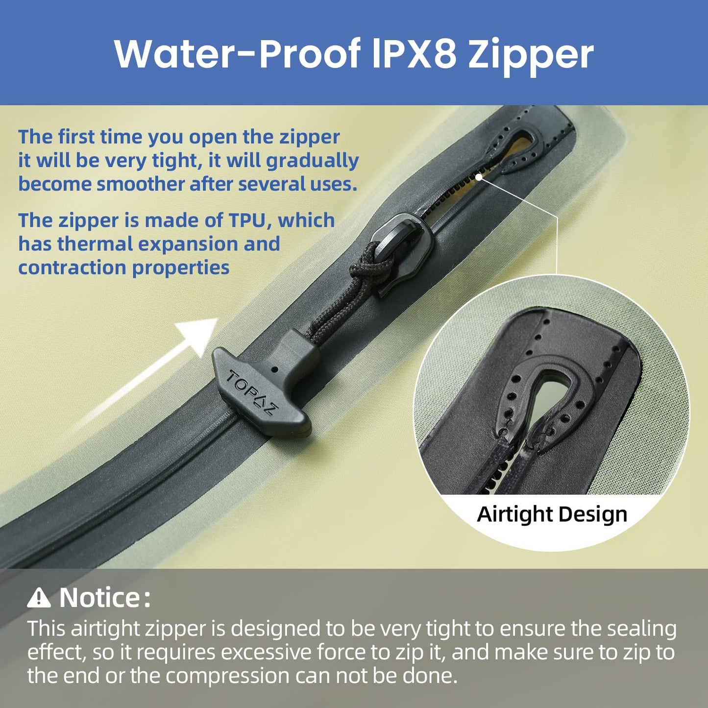 BAGAIL TPU Vacuum Bag for Travel, Reusable Compression Bag with IPX8 Waterproof Zipper, Save Space