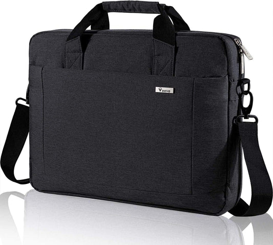 Voova Laptop Bag Case 17 17.3 Inch Computer Sleeve Messenger Bag with Shoulder Strap Expandable Waterproof Large Capacity Business Briefcase for Work Travel Fit 17-18” Laptop, Men Women, Black