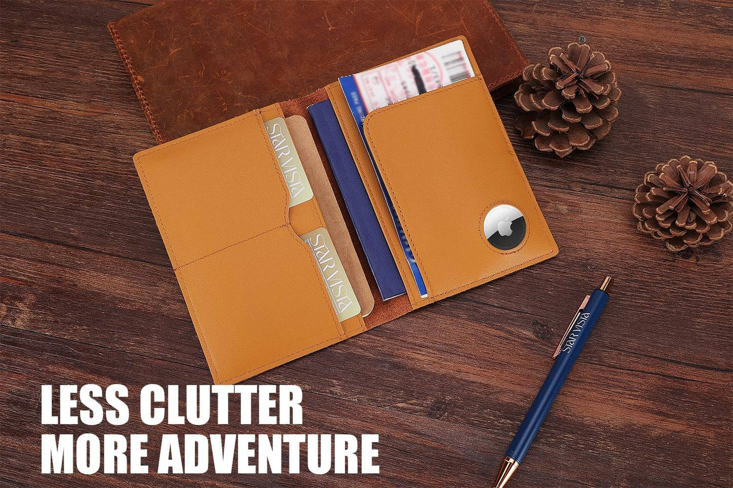 STAR VISTA Albatross Leather Travel Passport Holder, Minimalist Design, Calfskin Leather Case for