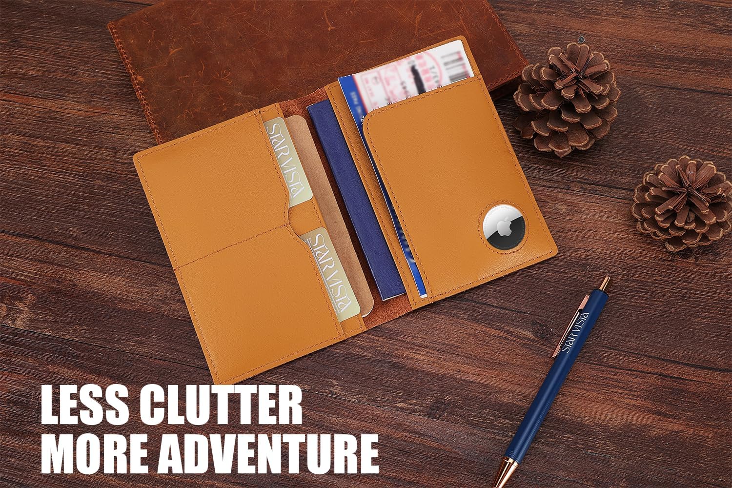 STAR VISTA Albatross Leather Travel Passport Holder, Minimalist Design, Calfskin Leather Case for