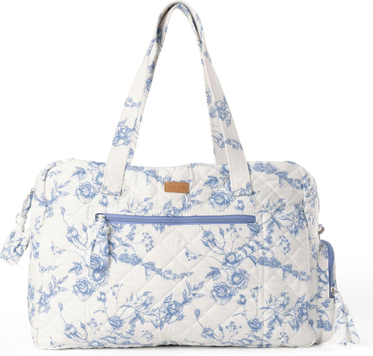 Staya Quilted Duffle Bag - Perfect Travel Companion, Quilted Weekender Bags for Women, (Coastal Grandma)