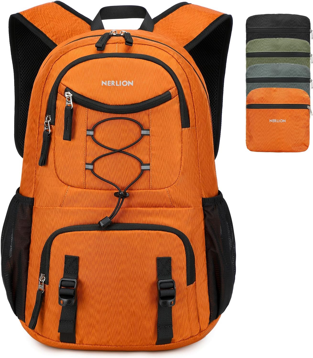 Nerlion Lightweight Foldable 35L Hiking Backpack Travel Backpack for Men Women Camping Waterproof Outdoor Hiking Daypack Backpack Orange