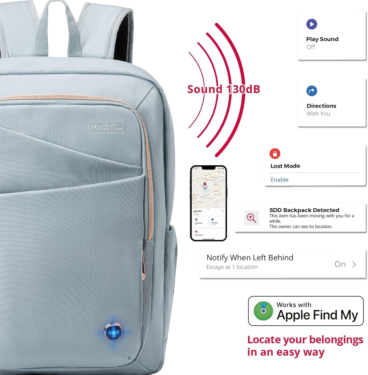 Swissdigital Design Women Laptop Backpack For Women With Apple Find My network,Travel Bookbags With USB Charging Port，Large Capacity Computer Backpacks For Work Business,Teal Blue | KATY ROSE