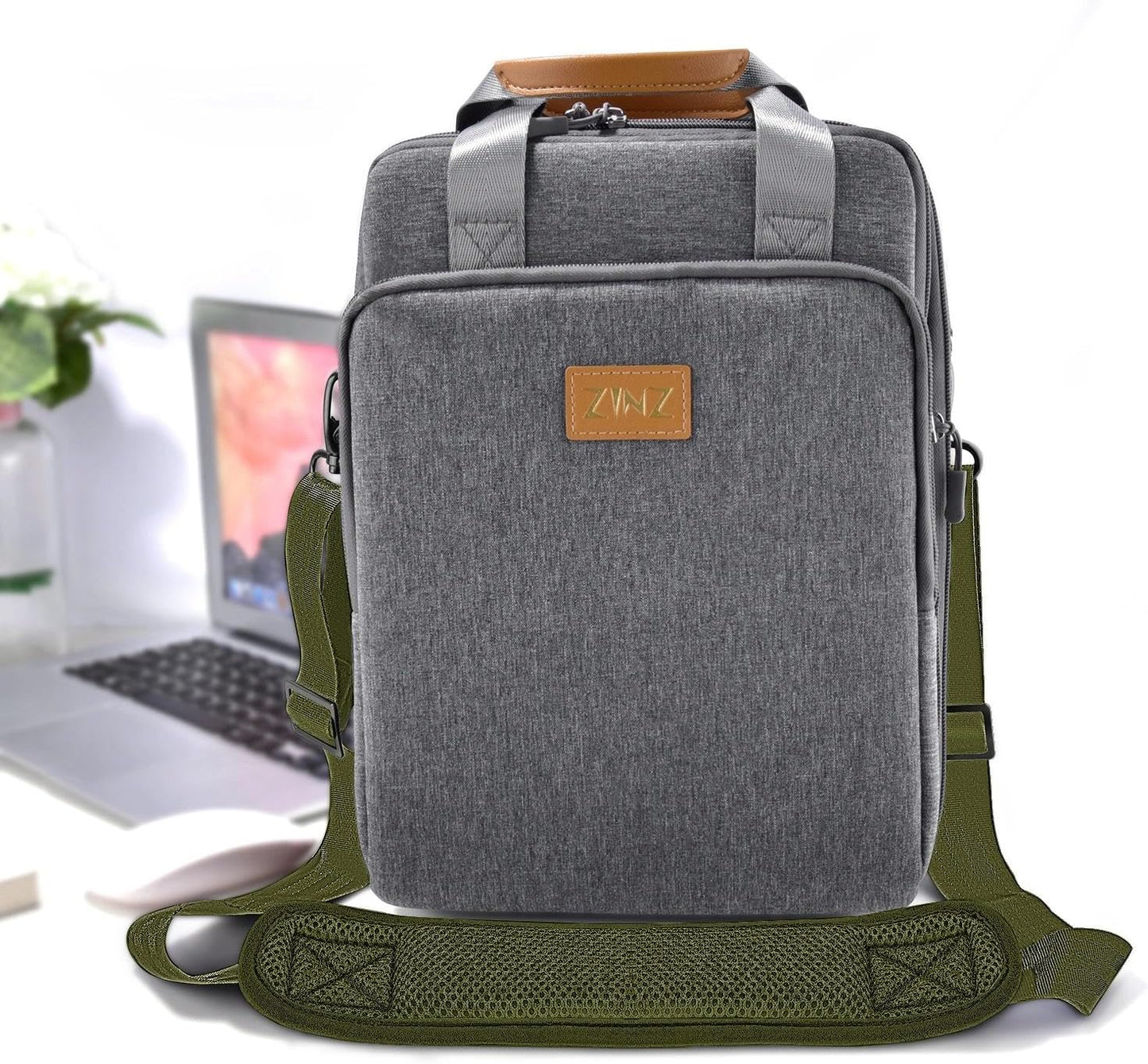 ZINZ 79 inch Shoulder Strap, Extra-thick Fixed Cushion Pad and Dual Clasps Universal Replacement Strap with Metal Swivel Hooks for Laptop Bags, Luggage Bags, Camera, Crossbody(Army Green)