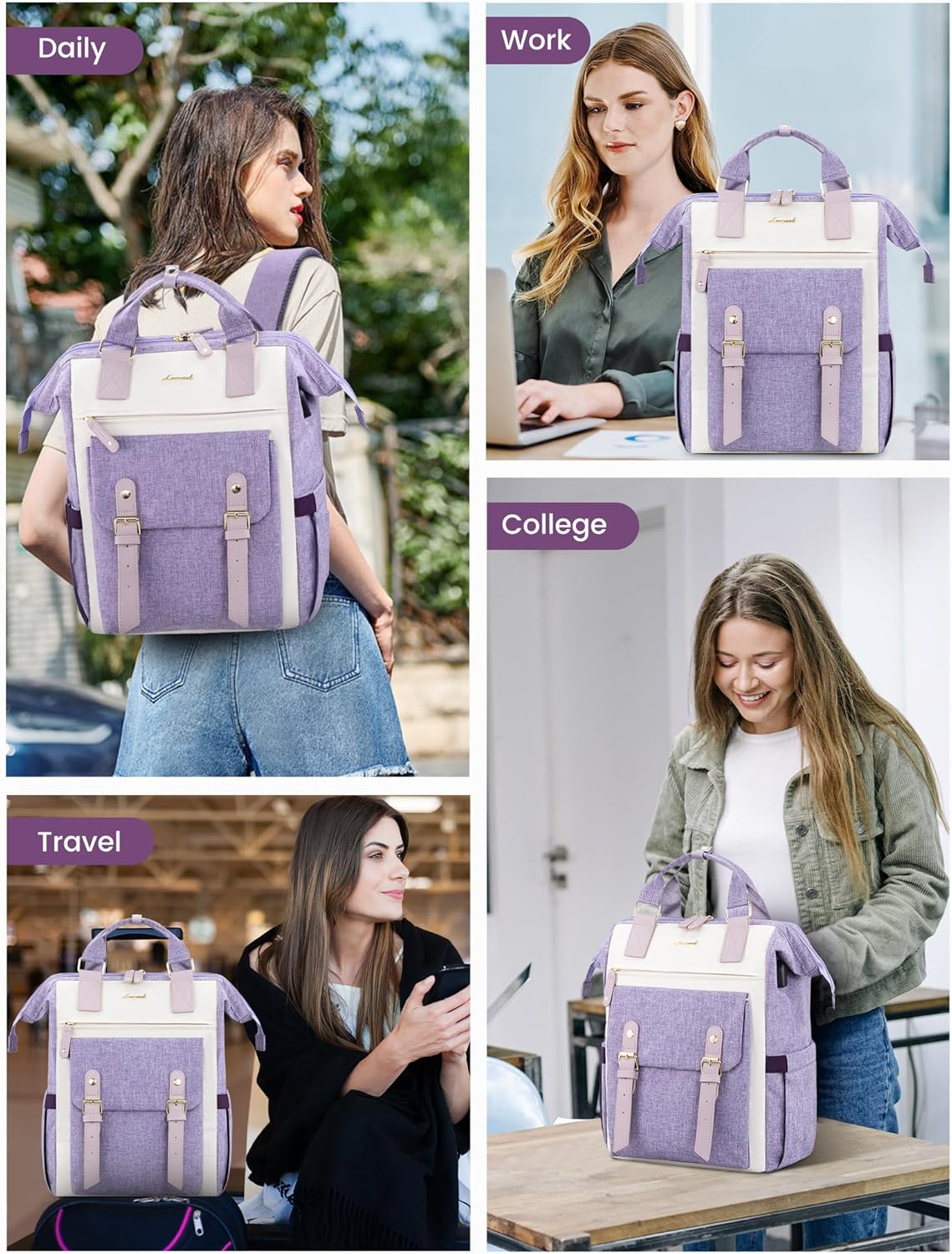 LOVEVOOK Backpack for Women, Teacher Bag Work Travel Backpack, Stylish College Laptop Backpack Purse, Business Computer Laptop Bag Nurse Bags, Casual Daypack, 17 Inch