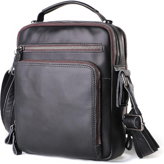 Genuine Leather Small Messenger Bag for Men Vintage Shoulder Crossbody Bags for Work Business Travel