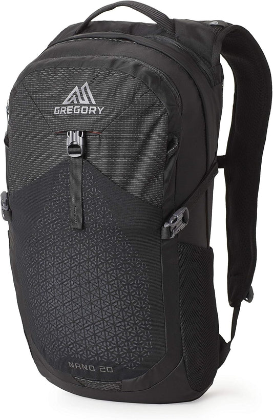 Gregory Nano 20L Plus Size Unisex Day Hiking/Commuter/Active Travel Backpack, Breathable Backpanel, Hydration Port, Plus Size, Obsidian Black