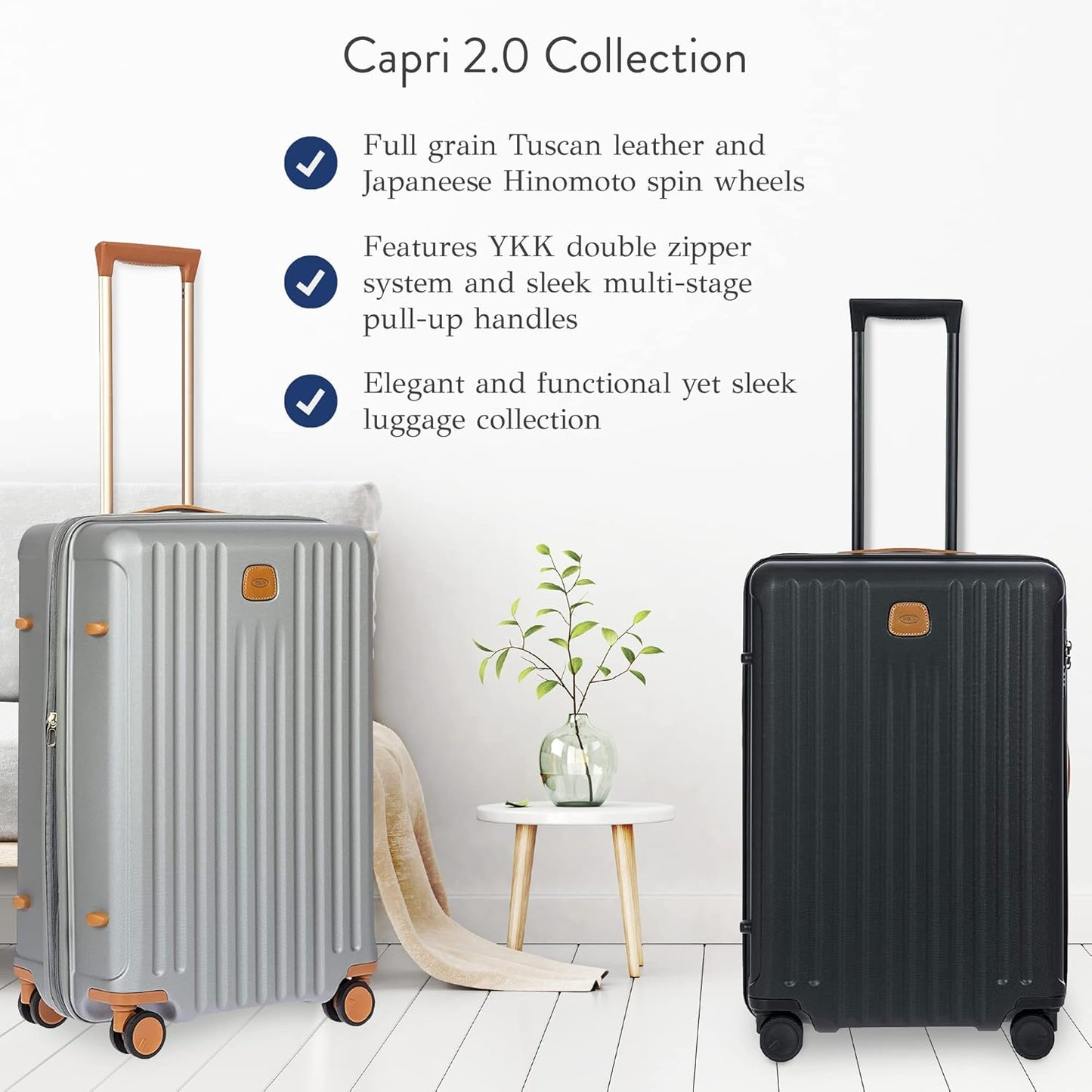 Bric's Capri 2.0 27"-Inch Spinner - Expandable Luxury Check-In Luggage With Spinner Wheels - Lightweight Check-In Suitcases with Wheels Made From Durable Polycarbonate - Matte Black