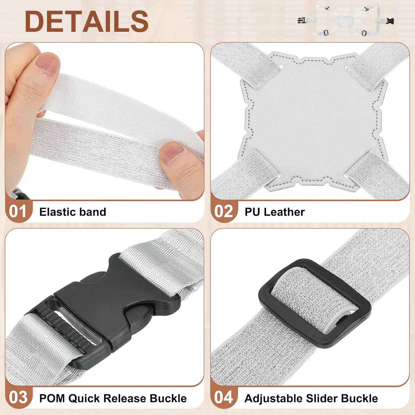 MECCANIXITY Luggage Strap Bag Bungee Elastic Suitcase Adjustable Belt for Suitcases Add A Bag Easy to Travel, Silver