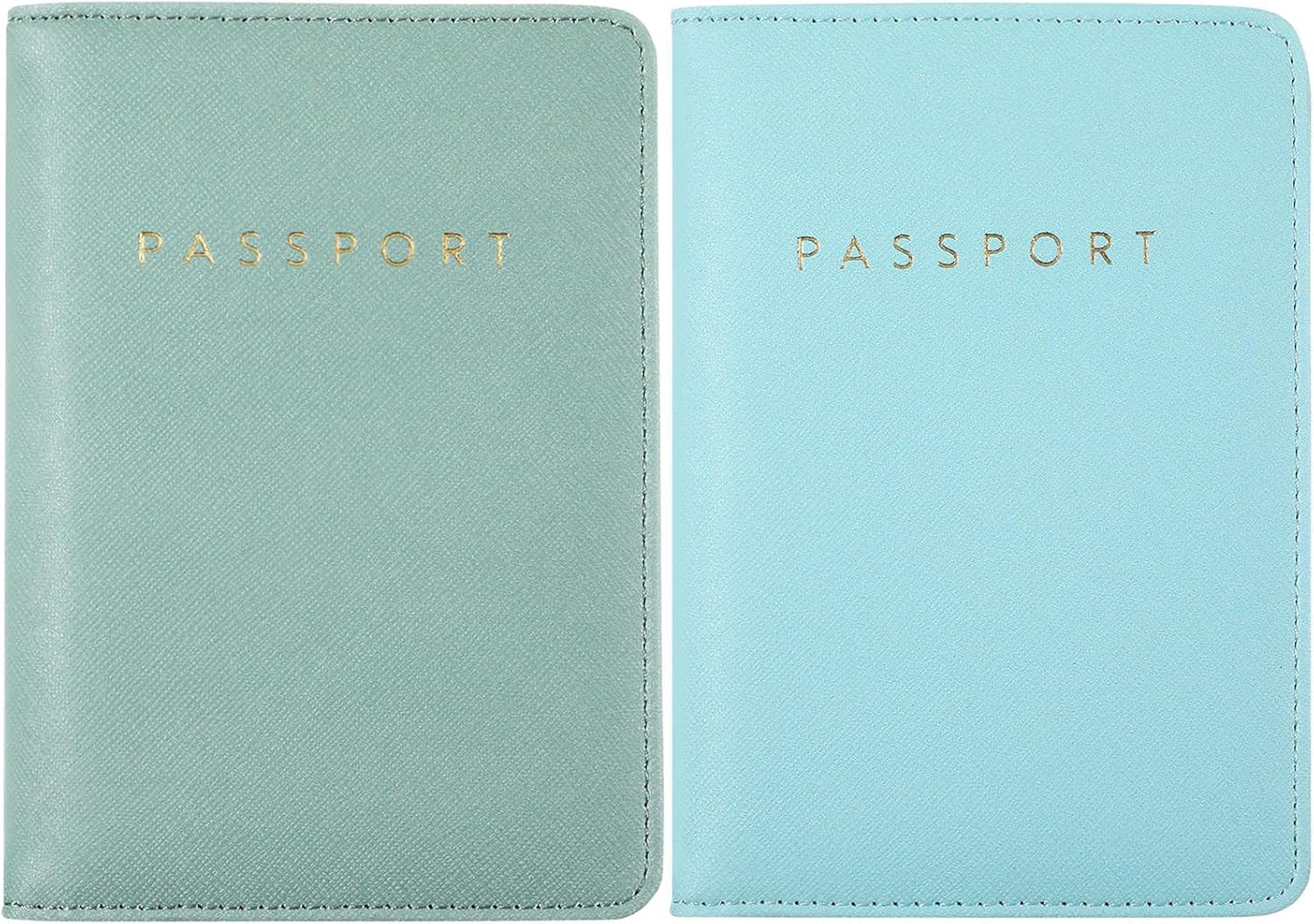 Frienda 2 Pieces Bridal Passport Covers Holder Waterproof Leather Holder Covers Travel Wallet Passport Case for Women and Men