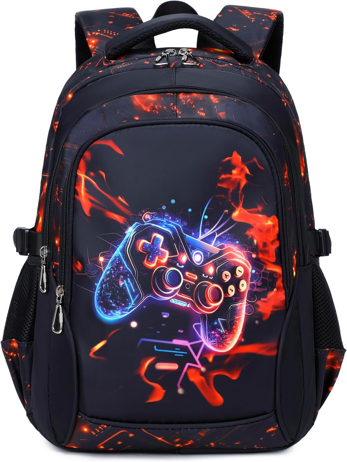 Boys Backpack Elementary School Bookbag Waterproof Durable Sturdy Kids Schoolbag Casual Travel Daypack (2-Black-game)