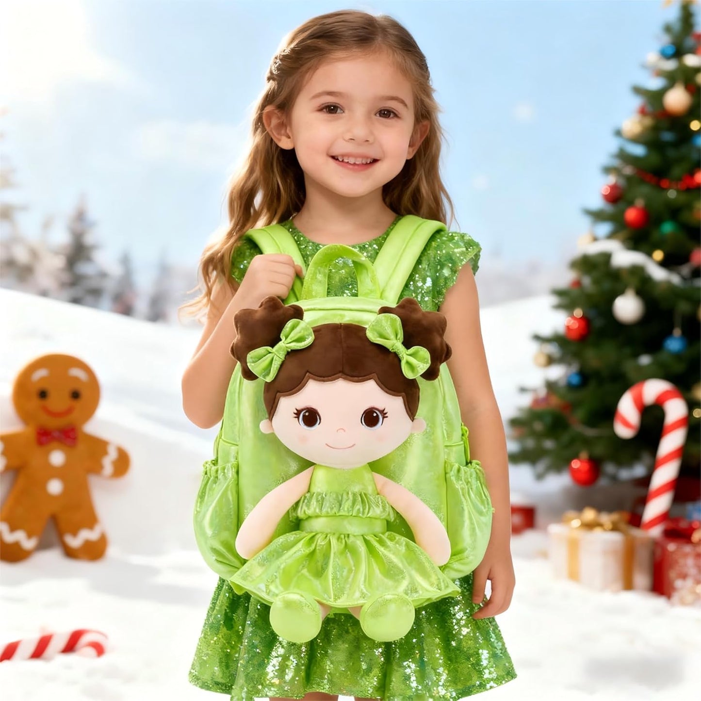 Lazada Toddler Backpack - Baby Girl Gifts Curly Fingerprints Plush Doll Dress Backpack - Fashion