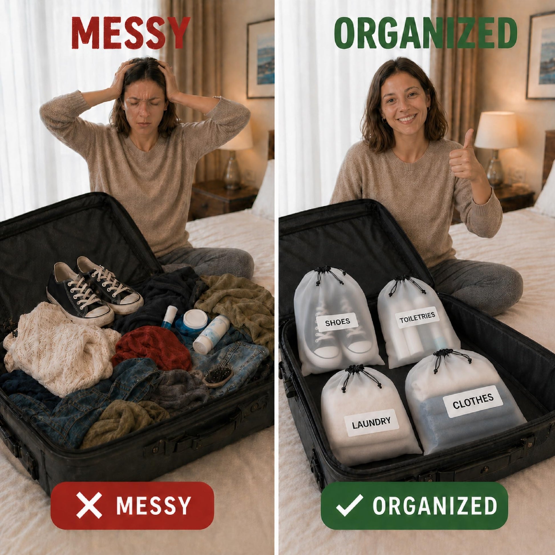 BOFOHO 5 Pack Clear Shoe Bags for Travel Essentials Reusable Storage