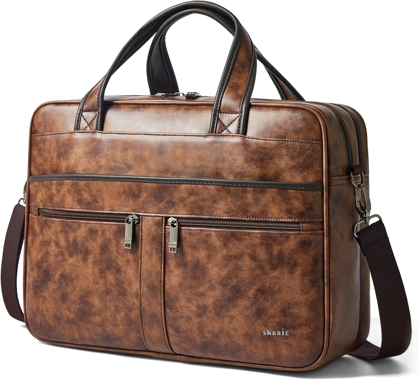 Shrrie Leather Messenger Bag for Men&Women 16 inch Laptop Bag,Water-Resistant Retro Leather Briefcase for Men Business,Work