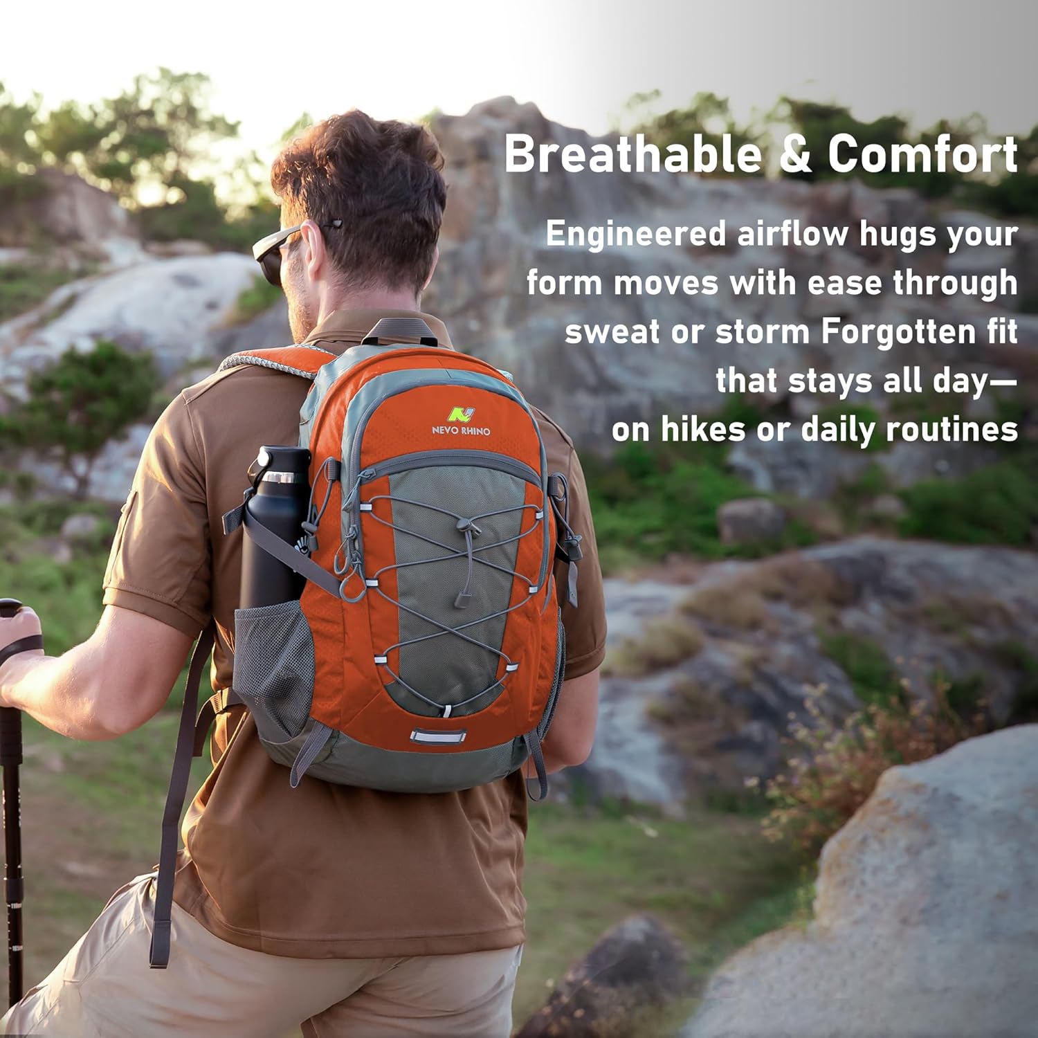 N NEVO RHINO Hiking Backpack 20L Water Resistant Outdoor Day Pack,Lightweight Travel Small Backpack