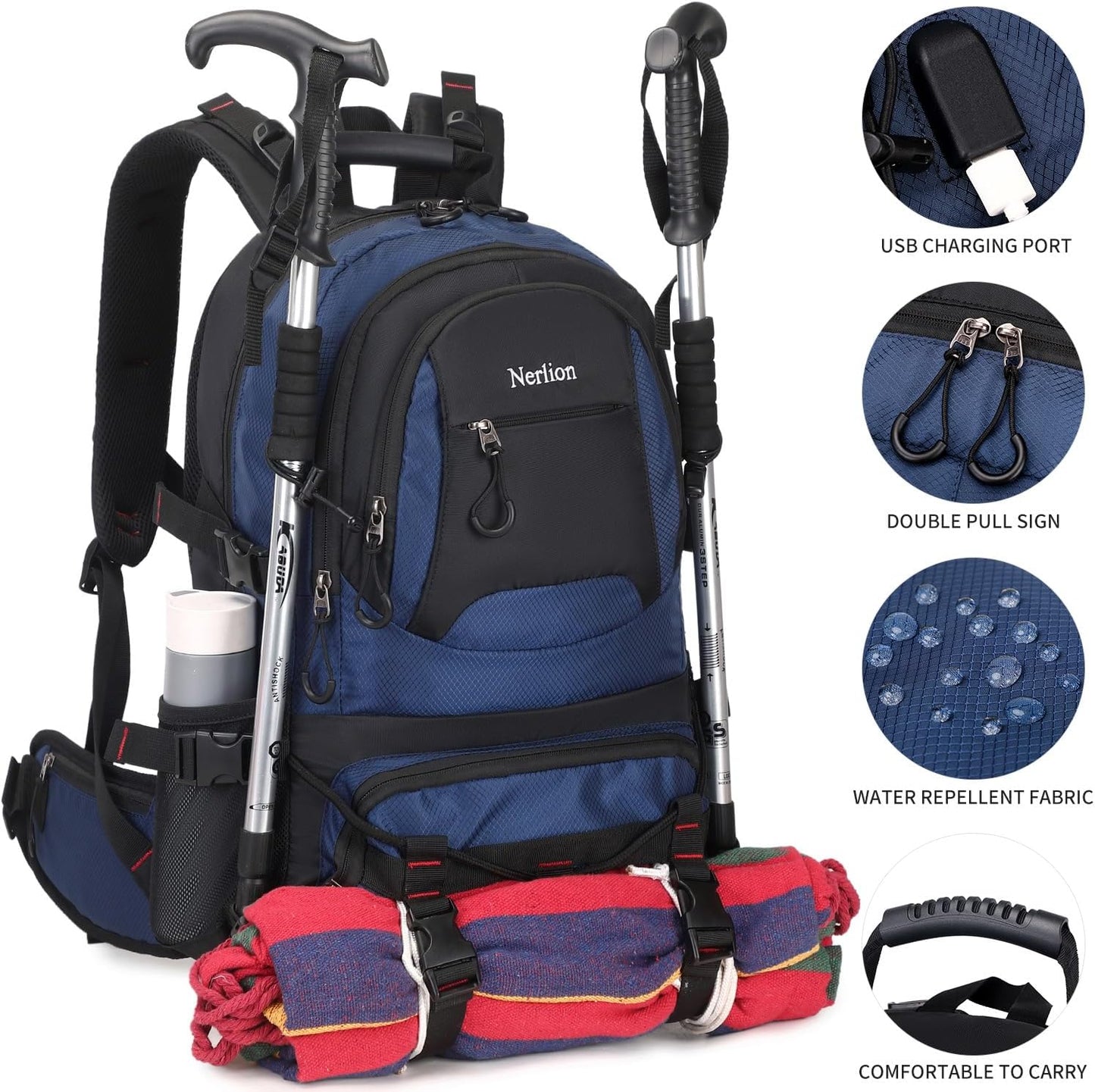 Nerlion 40L Hiking Backpack Travel Backpack for Men Women Camping Waterproof Outdoor Hiking Daypack