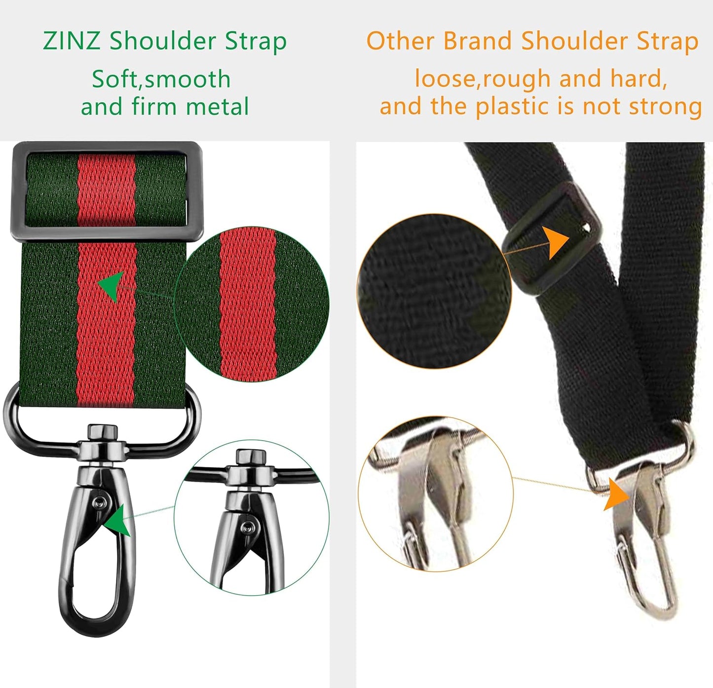 ZINZ Shoulder Strap 58" Ultra-Thick Fixed Padded and Adjustable Buckles Crossbody Strap for Briefcase Laptop Bag Luggage