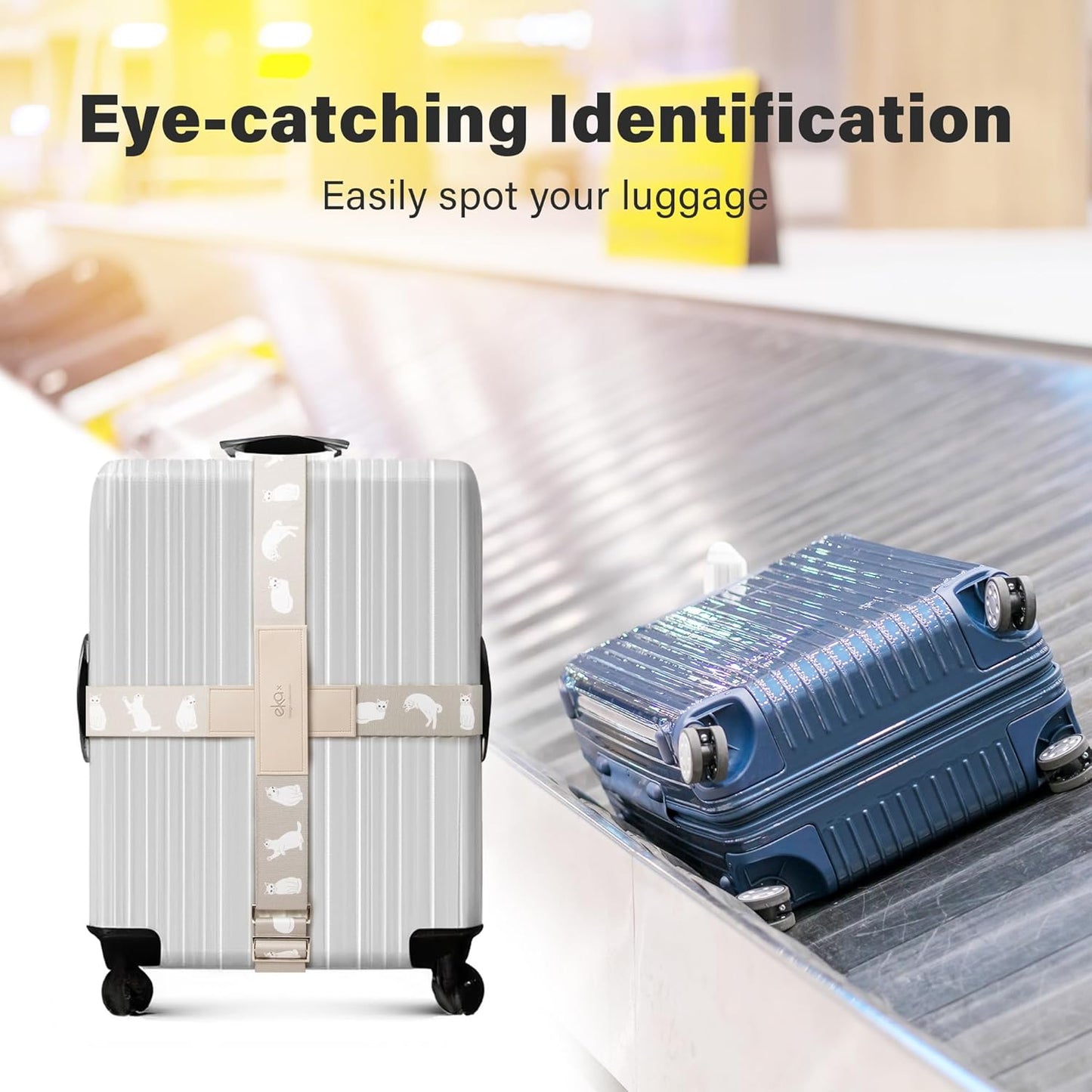 Luggage Straps for Suitcases,Adjustable Luggage Elastic Belt, Travel Essentials for