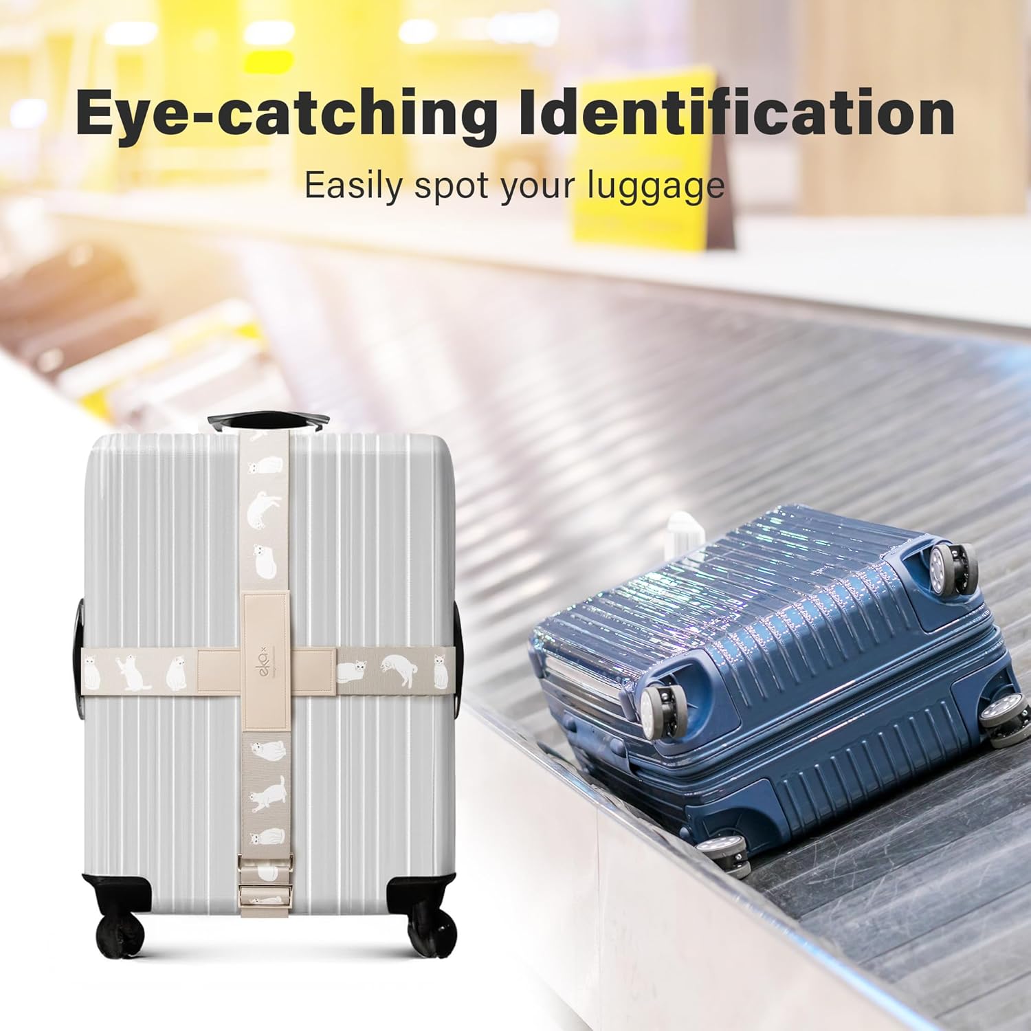 Luggage Straps for Suitcases,Adjustable Luggage Elastic Belt, Travel Essentials for