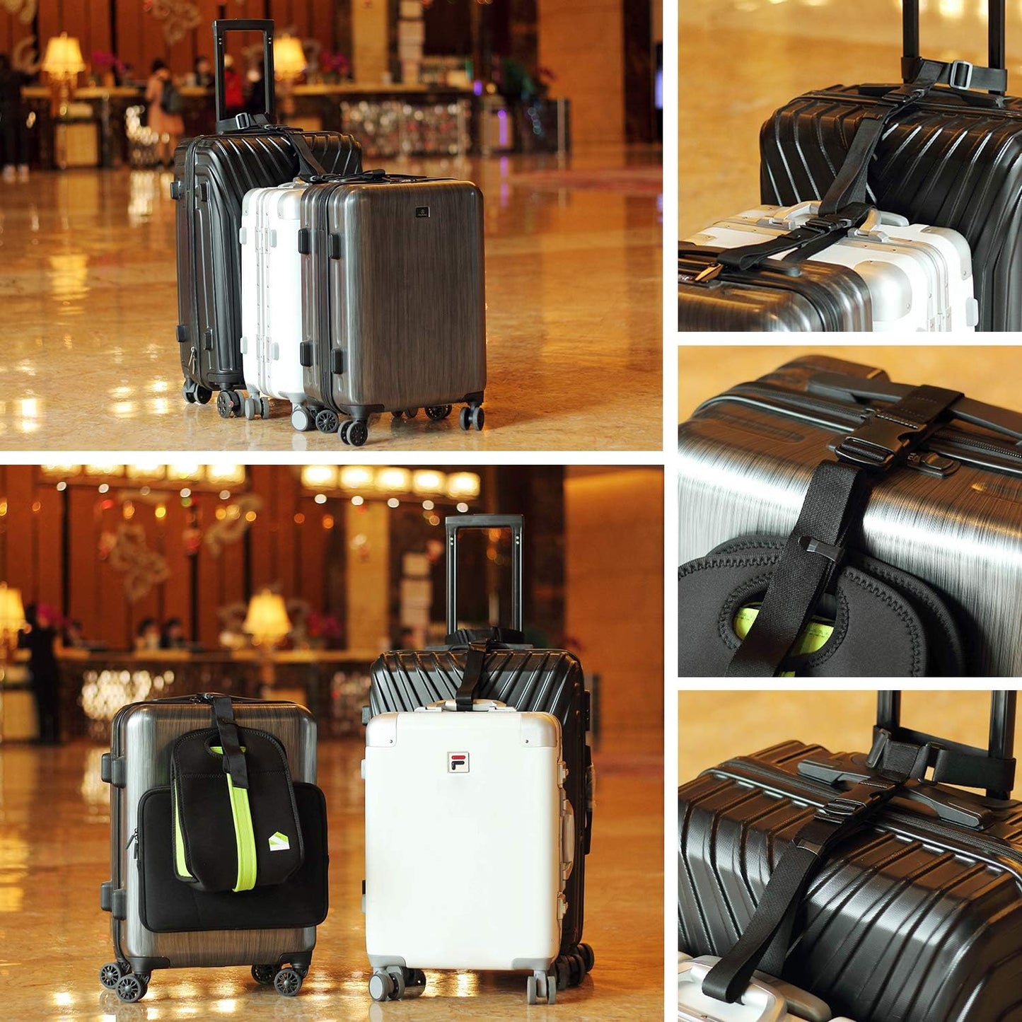 Vigorport Luggage Connector, Straps for Suitcase, Add A Bag Adjustable Attachment Accessories 1.25" Endless for Connect Your 3 Luggage Together-2 Pack