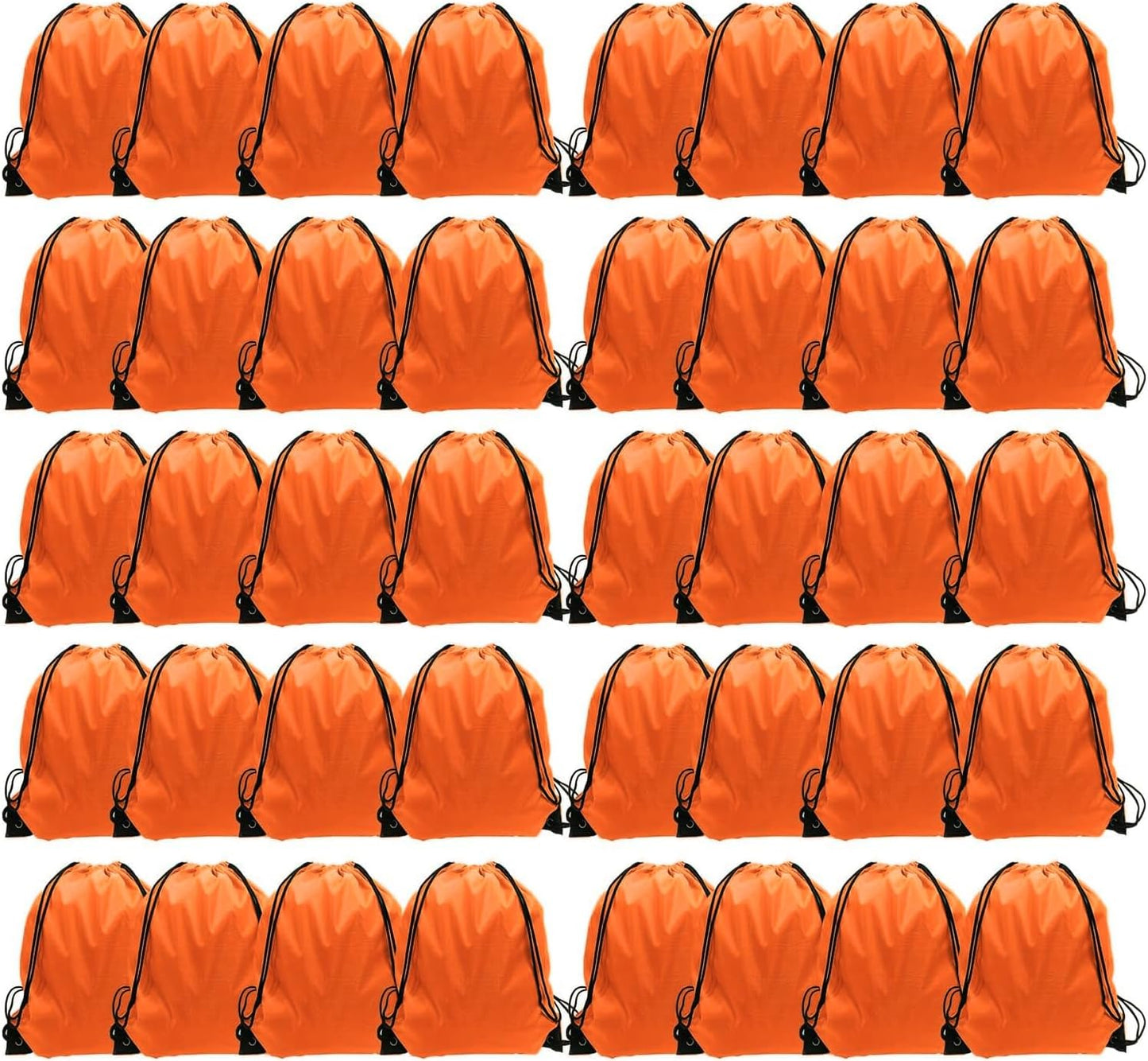 GoodtoU Drawstring Bags, Drawstring Backpacks Bulk Nylon Backpack Draw String Back Bag Cinch Sack Drawstring Gym Bag String Backpack for Sport, Traveling, Team (40Pcs, Orange)