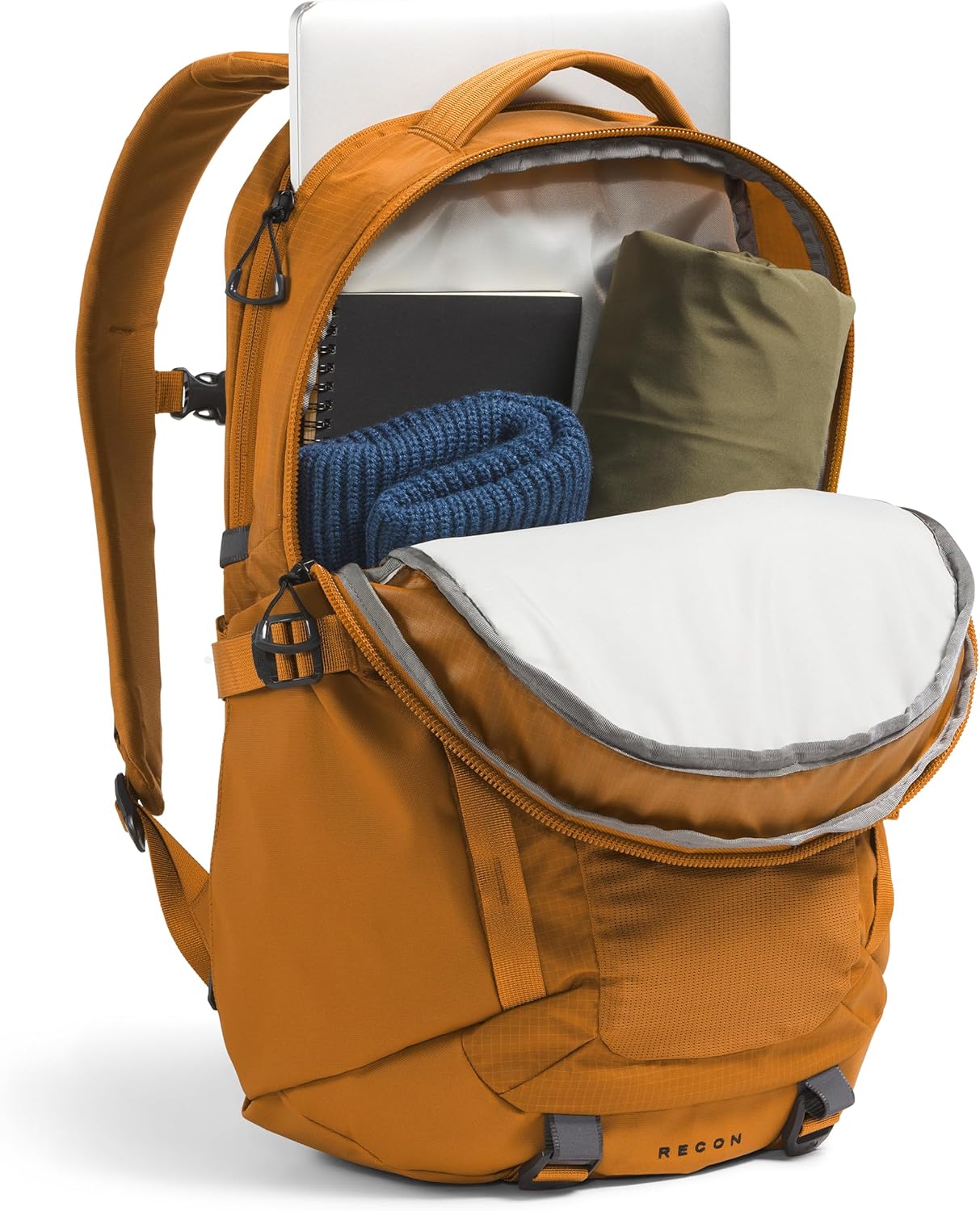 The North Face Recon Everyday Laptop Backpack | Daypack with Water Repellent Finish, 16" Laptop Sleeve, 2 Water Bottle Pockets, Timber Tan, One Size