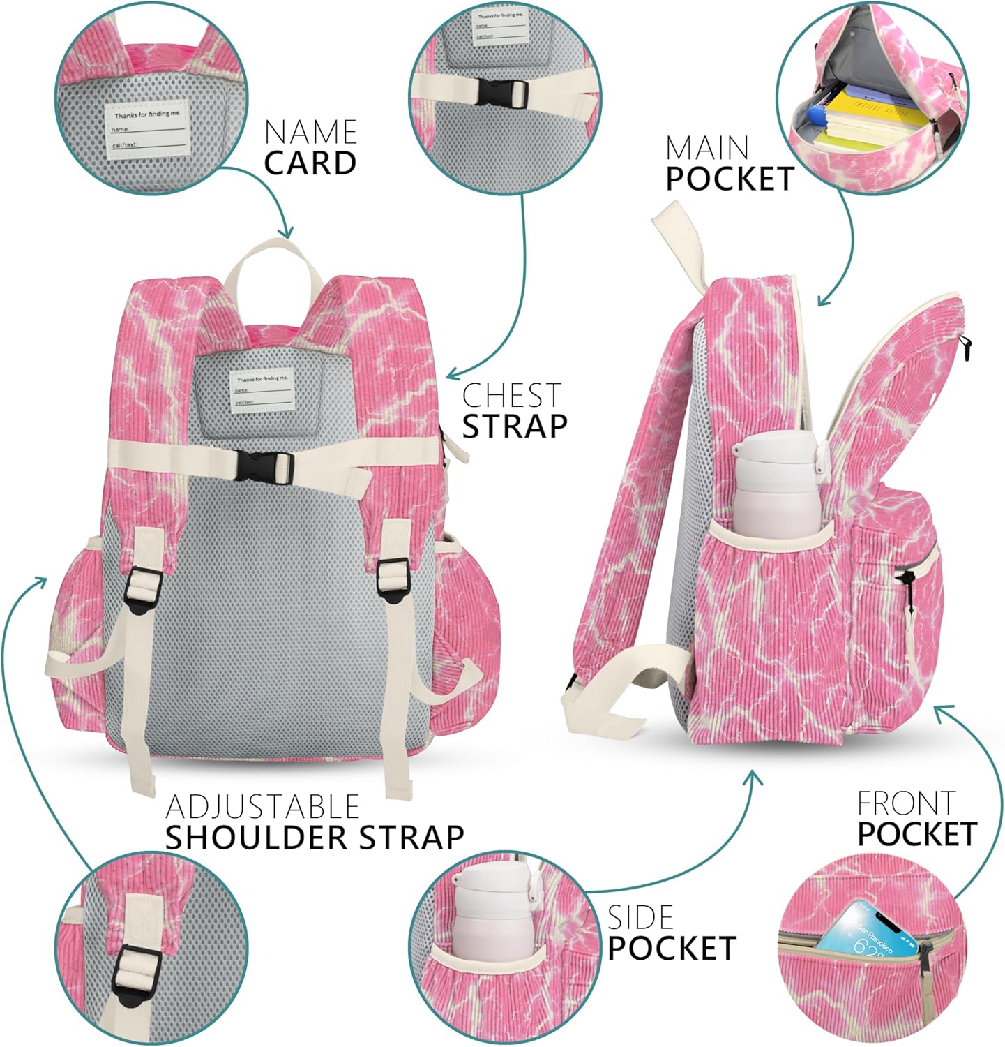 Corduroy Toddler Backpack for Girls 2-5: Preschool Backpack for Girls