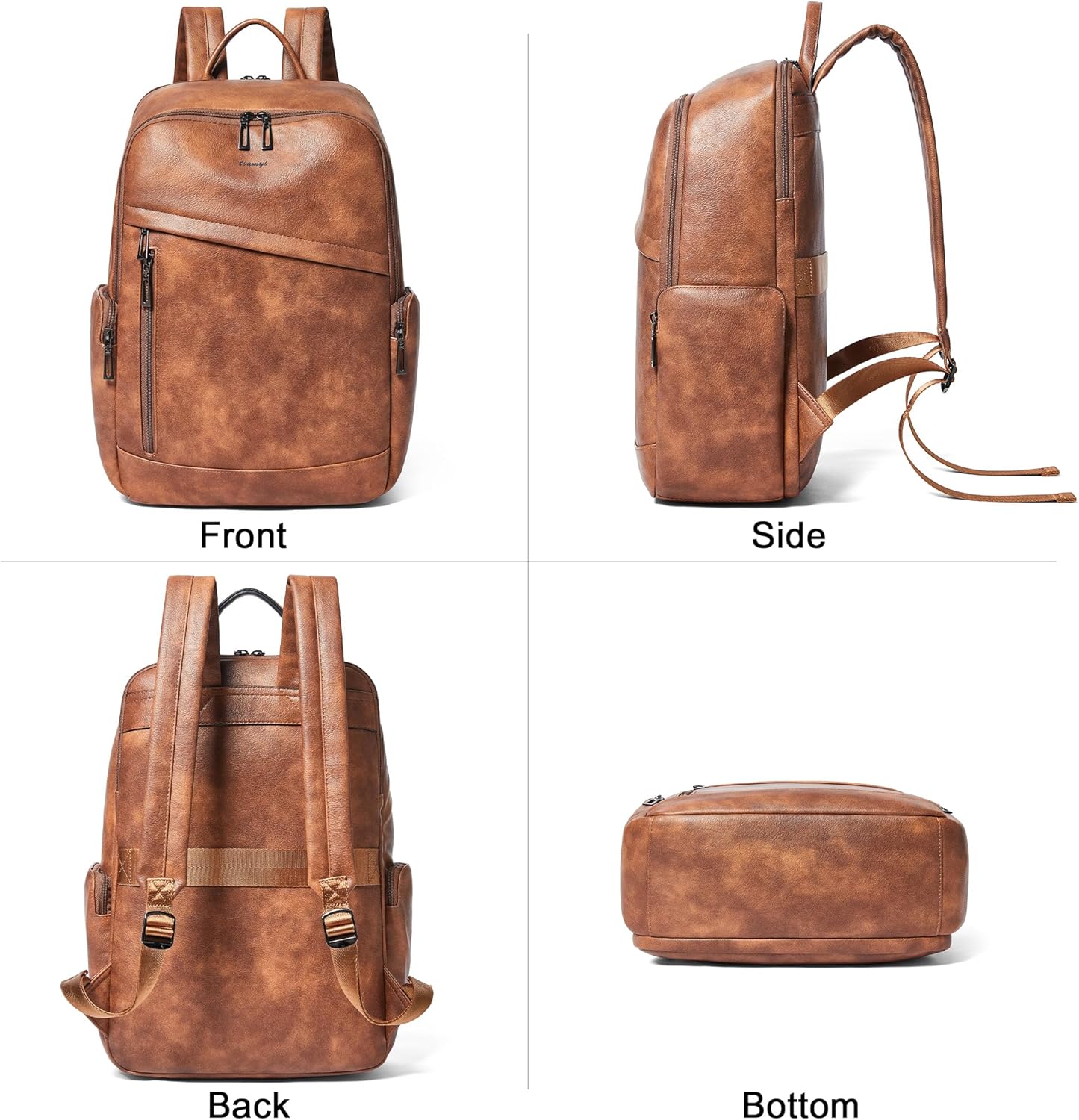 Computer Backpack for Women Soft Leather Back pack with 15.6 inch Laptop Compartment, Fashion Ladies Travel Backpack, Brown