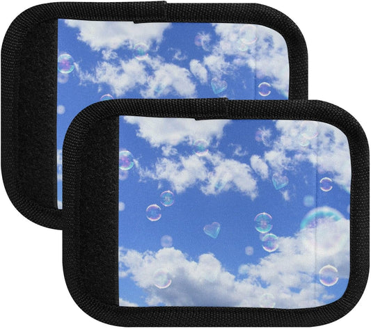 2Pcs Luggage Handle Wrap Suitcase Identifier Handle Covers Tags Soft Travel Bags Luggage Handle Gripper Accessories for Airplane Flying Heaven Blue