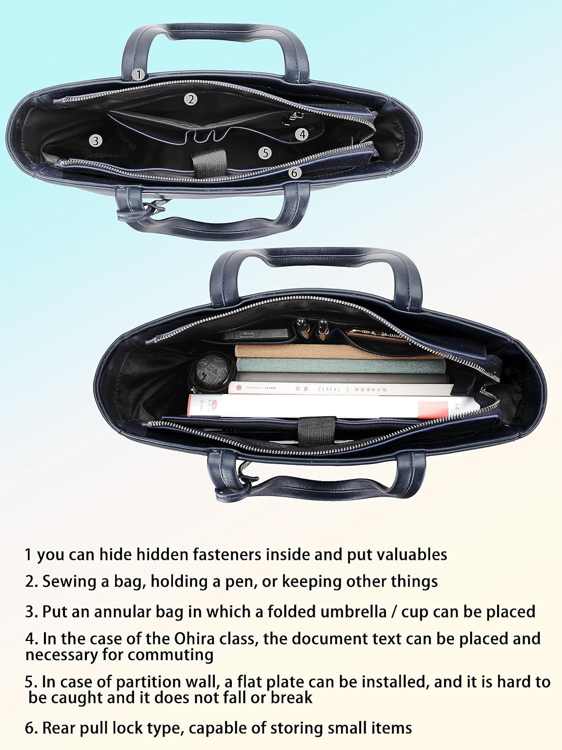 FSD.WG Men's Tote Bag,Business Bag, Leather Briefcase,Elegant Leather（PU）,Large Capacity,Black
