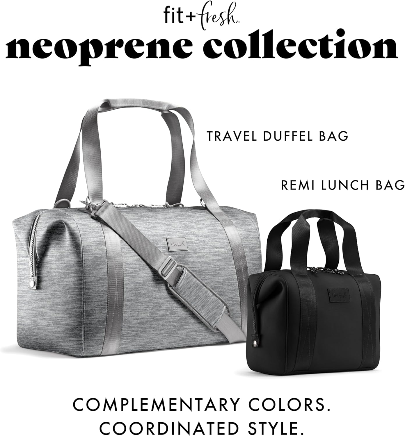 Fit & Fresh Premium Neoprene Weekender Bag With Trolley Sleeve - Large Overnight, Carry-on, Duffel, Gym, and Hospital Bag for Labor & Delivery