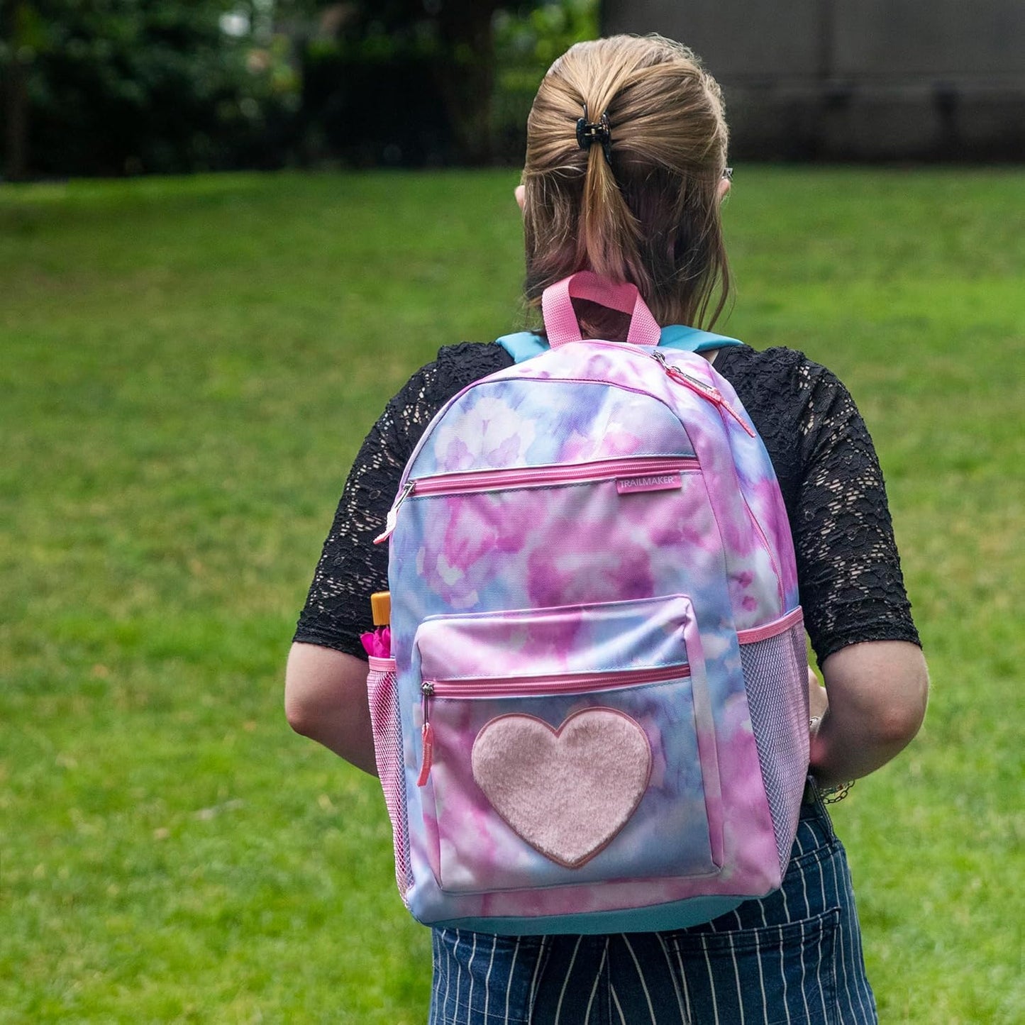 Trail maker 17” Kids Character School Backpacks Plush for Girls with Side Pockets, Padded Straps