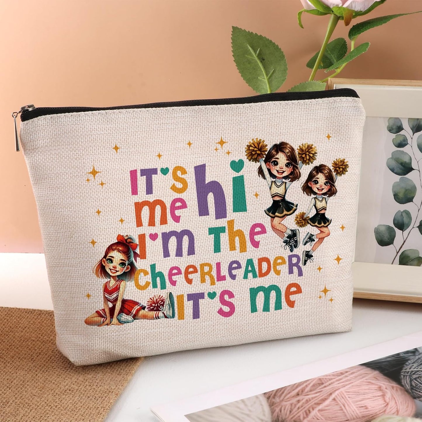 Cheerleader Gifts For Women Makeup Bag It's Me Hi I'm the Cheerleader Cosmetic Bag Cheerleading Stuff Travel Zipper Pouch Christmas Graduation Birthday Gifts for Cheerleaders Cheer Coach