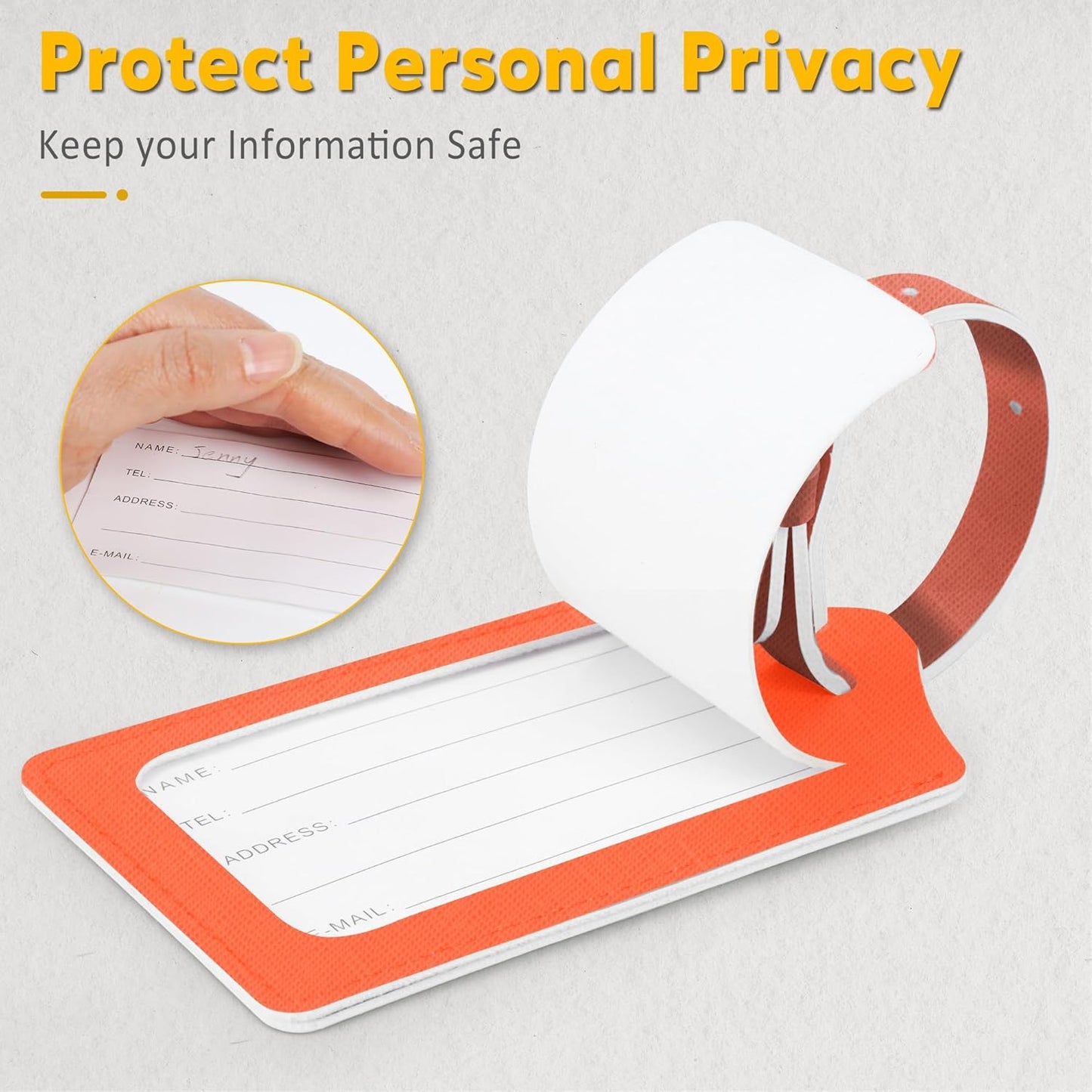 Travelambo Luggage Tags for Suitcases Faux Leather Privacy Protection 2 Pack Bag Tags Travel
