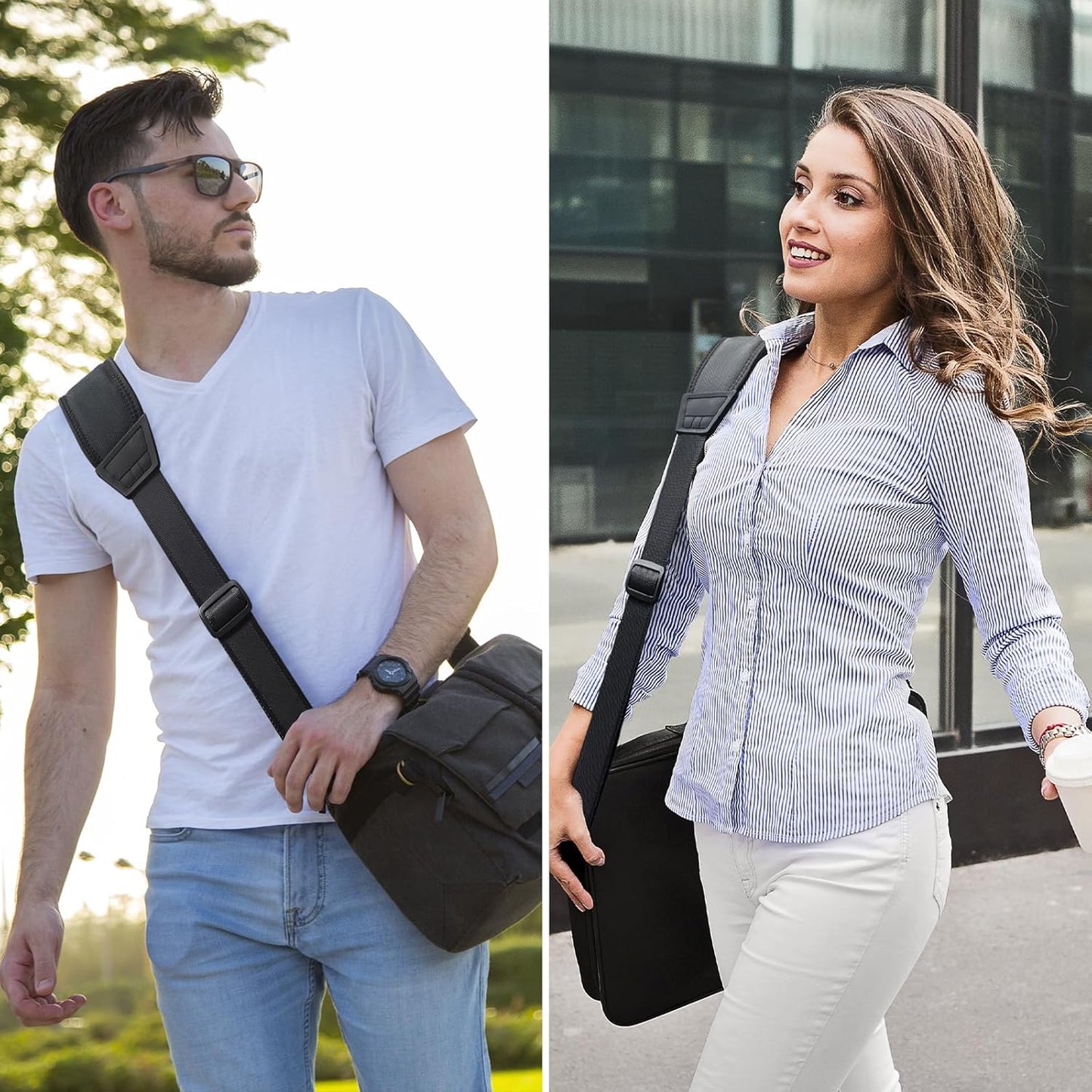 3D Air Cushion Ultra Comfortable Bag Strap, 55" Thicken Shoulder Strap with Double Adjustable Buckles and Metal Hooks, Ideal for Laptop Messenger Bag/Crossbody Bag(Enlarged Clamp Buckle)