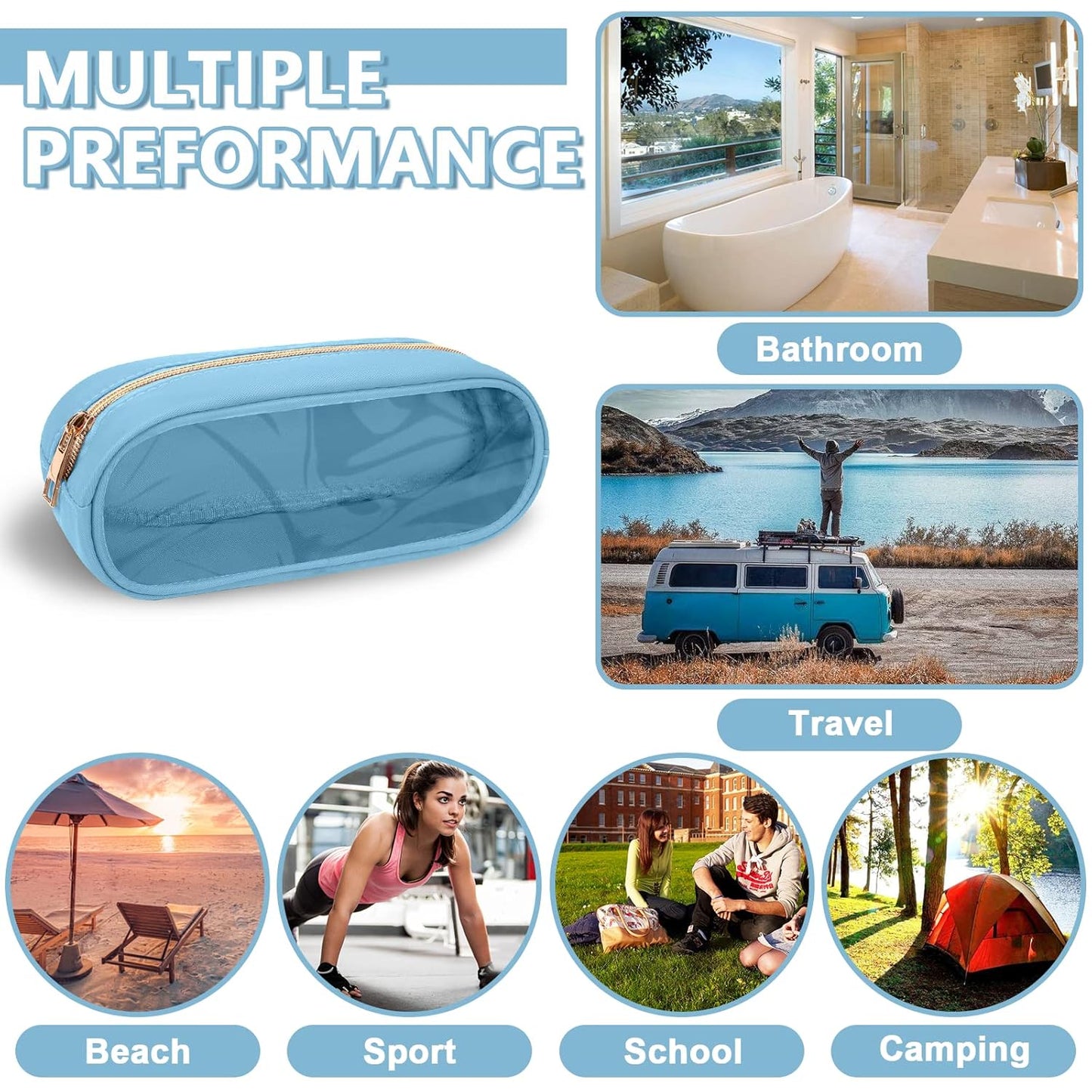 Clear Small Pencil Pouch Makeup Bag for Purse,Nylon&PVC Pencil Case Waterproof Makeup Brush Holder