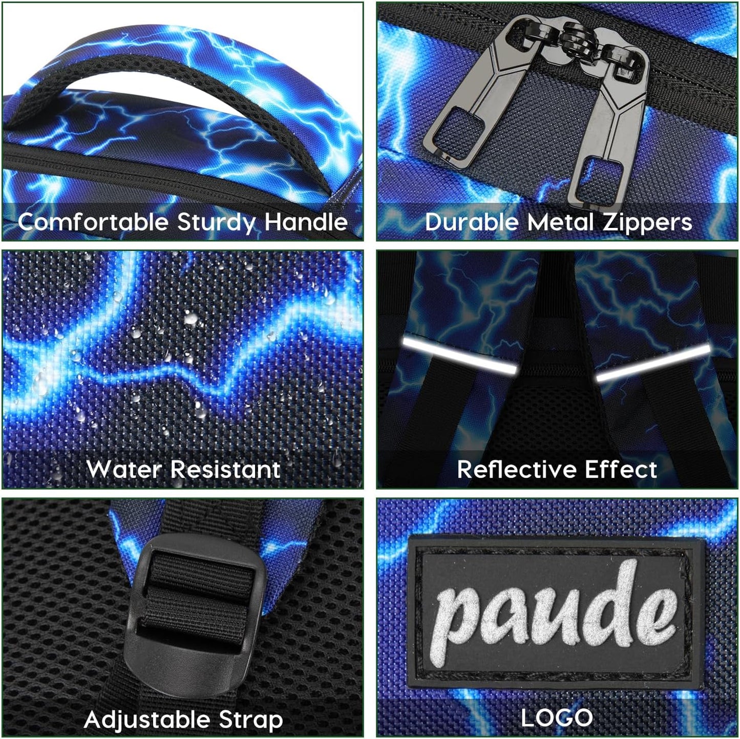 Paude Backpack for Men,15.6 Inch College Backpack School Bookbag for Teens,Laptop Bookbag with USB Port and Headphone Hole