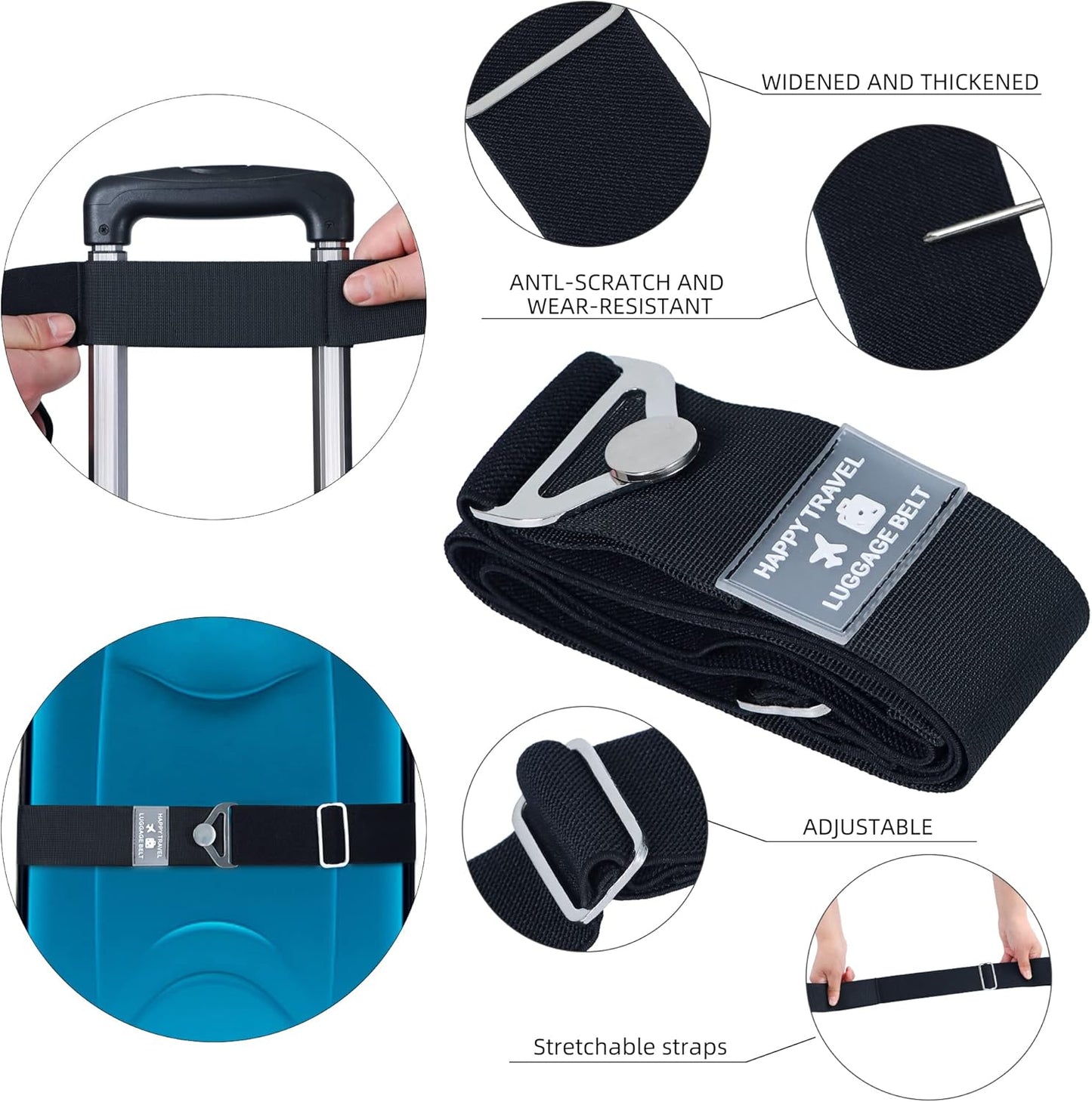 2-in-1 Travel Belt for Luggage, Luggage Straps for Add a Bag Adjustable Suitcase Straps with Alloy Buckle Elastic Bungees Belt Hands-Free for Airport, Personalized Travel Accessories (Pink)
