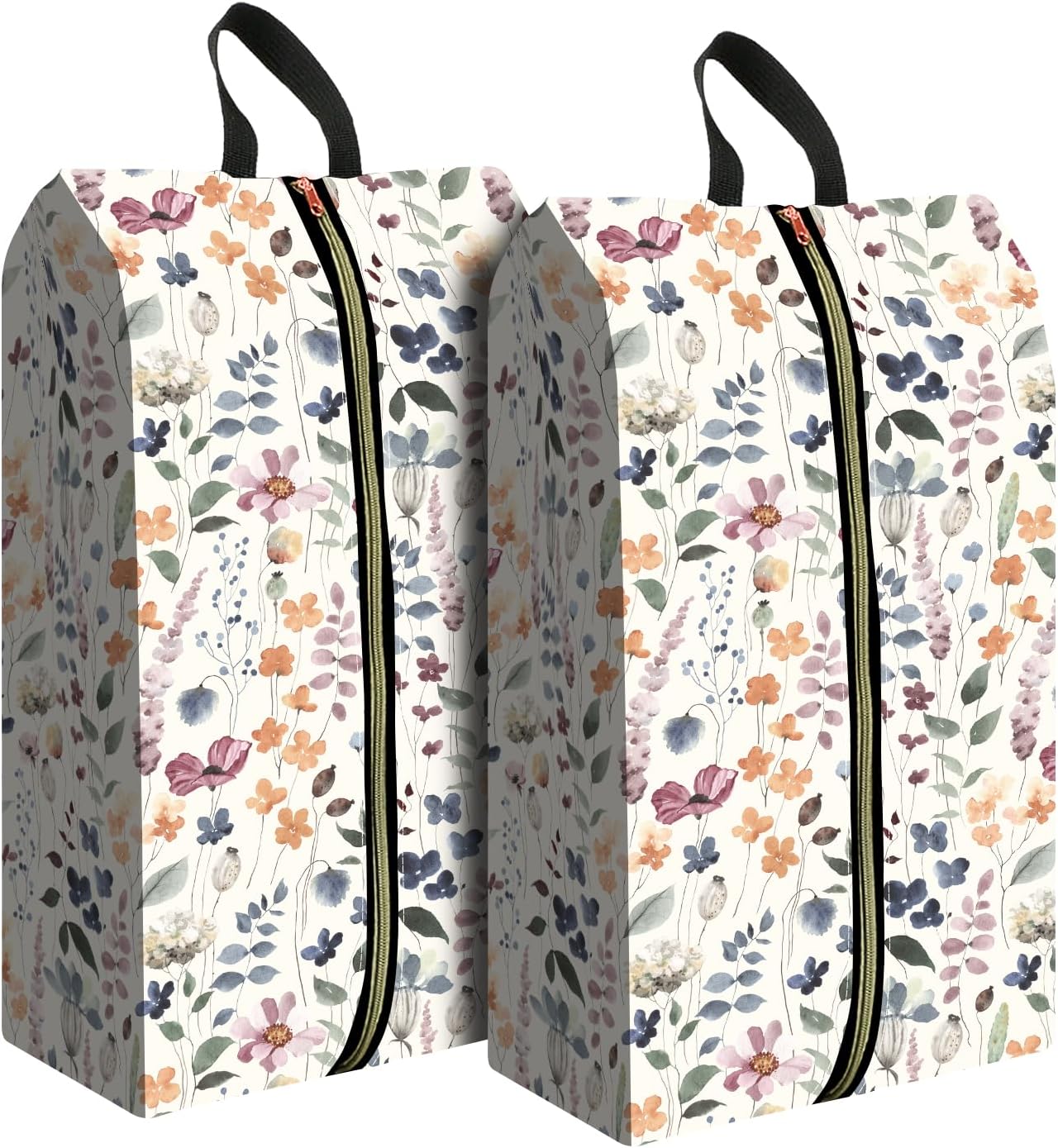 2pcs Shoe Organizer for Travel, Packing Shoe Travel Bags, Cute Shoe Bag with Zipper & Handle, Portable Travel Essentials for Women and Men Spring Flowers
