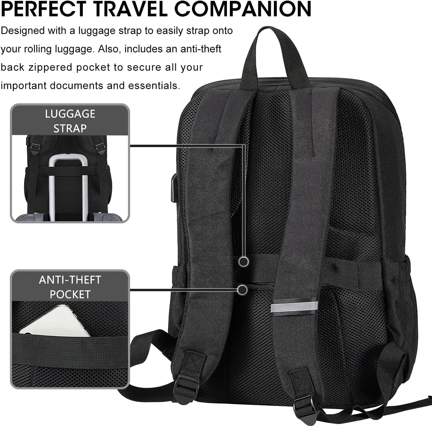 MAXTOP Laptop Backpack Bookbag Backpack with USB Charging Port Anti-Theft[Water Resistant] Work College Business Travel Computer Backpack for Men Women Fits up to 17" Notebook