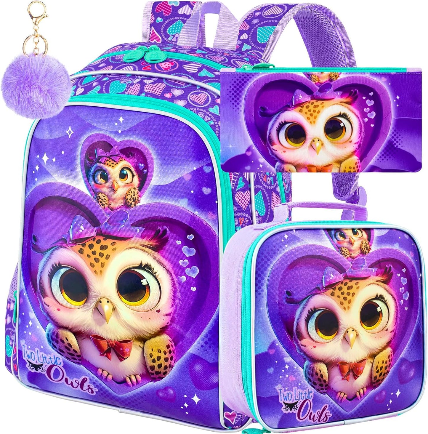 16" Backpack for Girls Boys 4-8, 3Pcs Kids Bookbag Set with Lunch Box, School Bag for Preschool