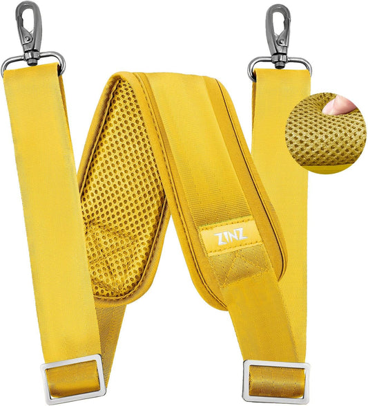 ZINZ 79 inch Shoulder Strap, Extra-Thick Fixed Cushion Pad and Dual Clasps Universal Replacement Strap with Metal Swivel Hooks for Laptop Bags, Luggage Bags, Camera, Crossbody (200cm,Yellow)