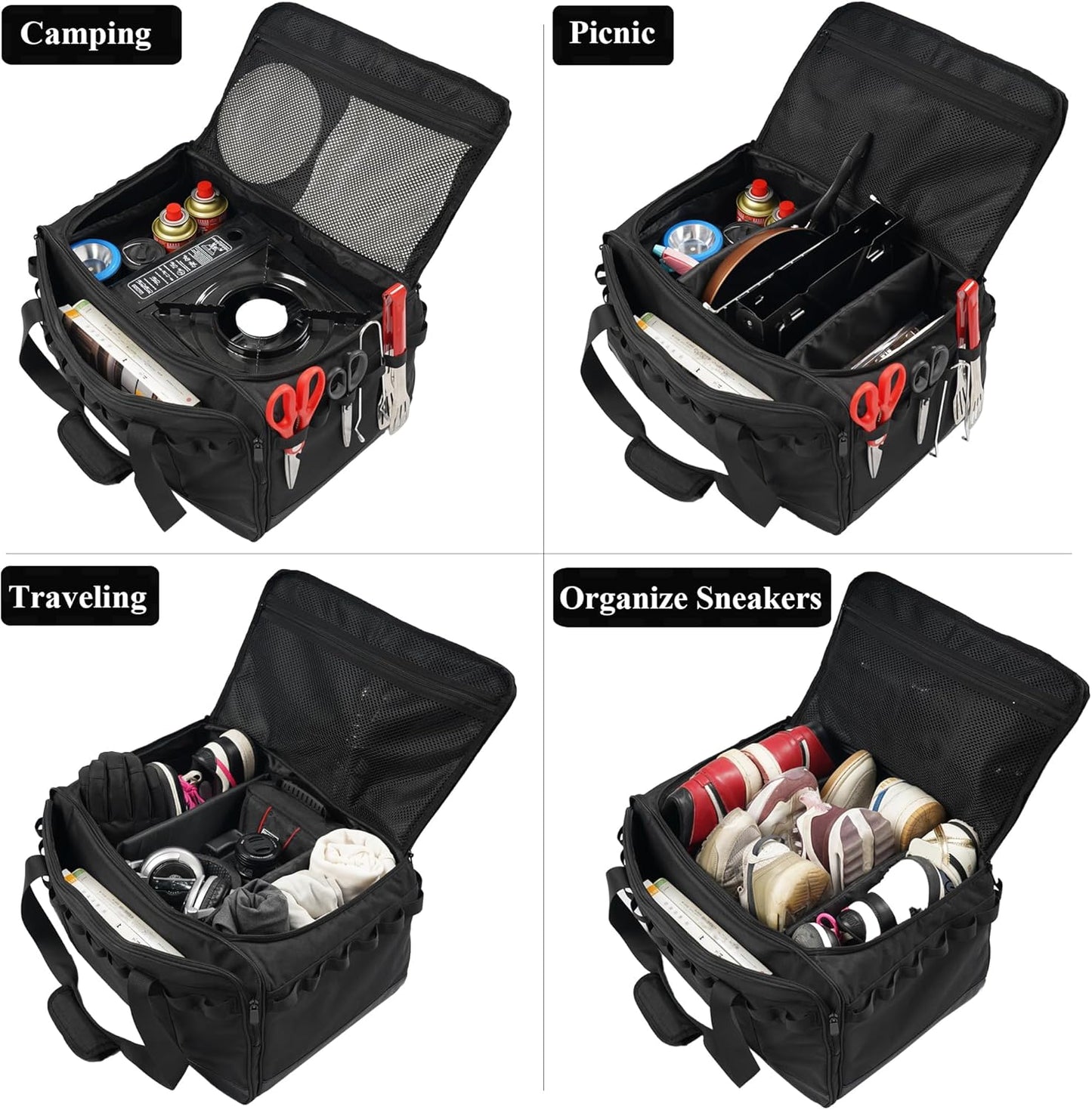 35L Camping Bag,Tactical Duffle Bag with Waterproof Bottom,Shoe Bag for Travel/Outdoor with 3