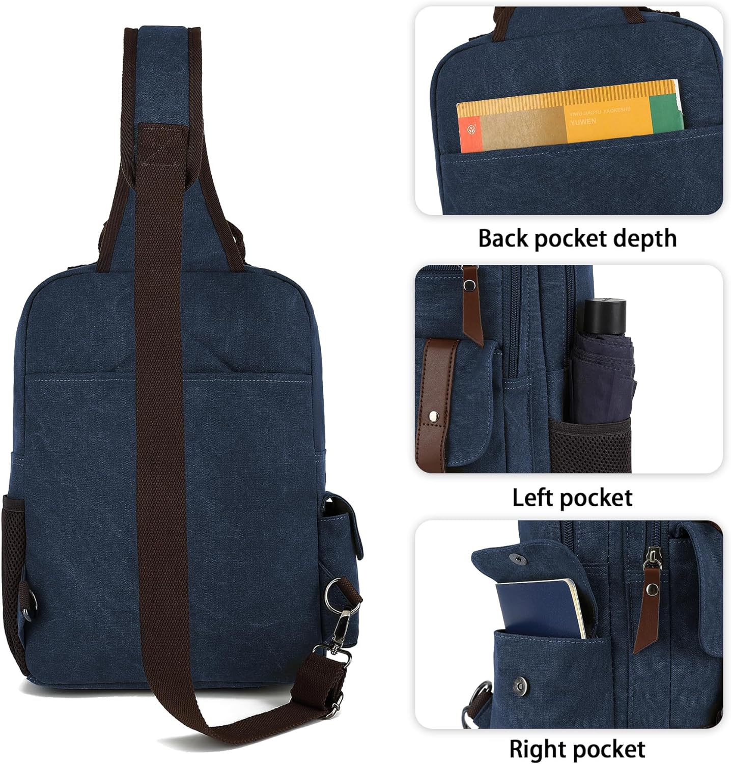 Vintage Messenger Bag, Canvas Backpack for Travel, Men's Shoulder Bag, Dual-use Bag for Hand Carry and Crossbody Carry